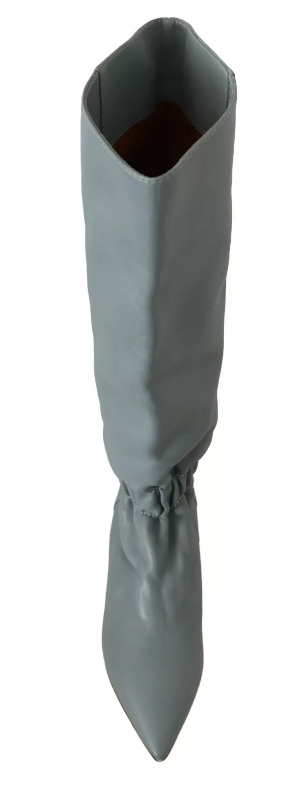 Valentino Blaues Leder Elastische Flats Pull On Kniehohe Stiefel Schuhe