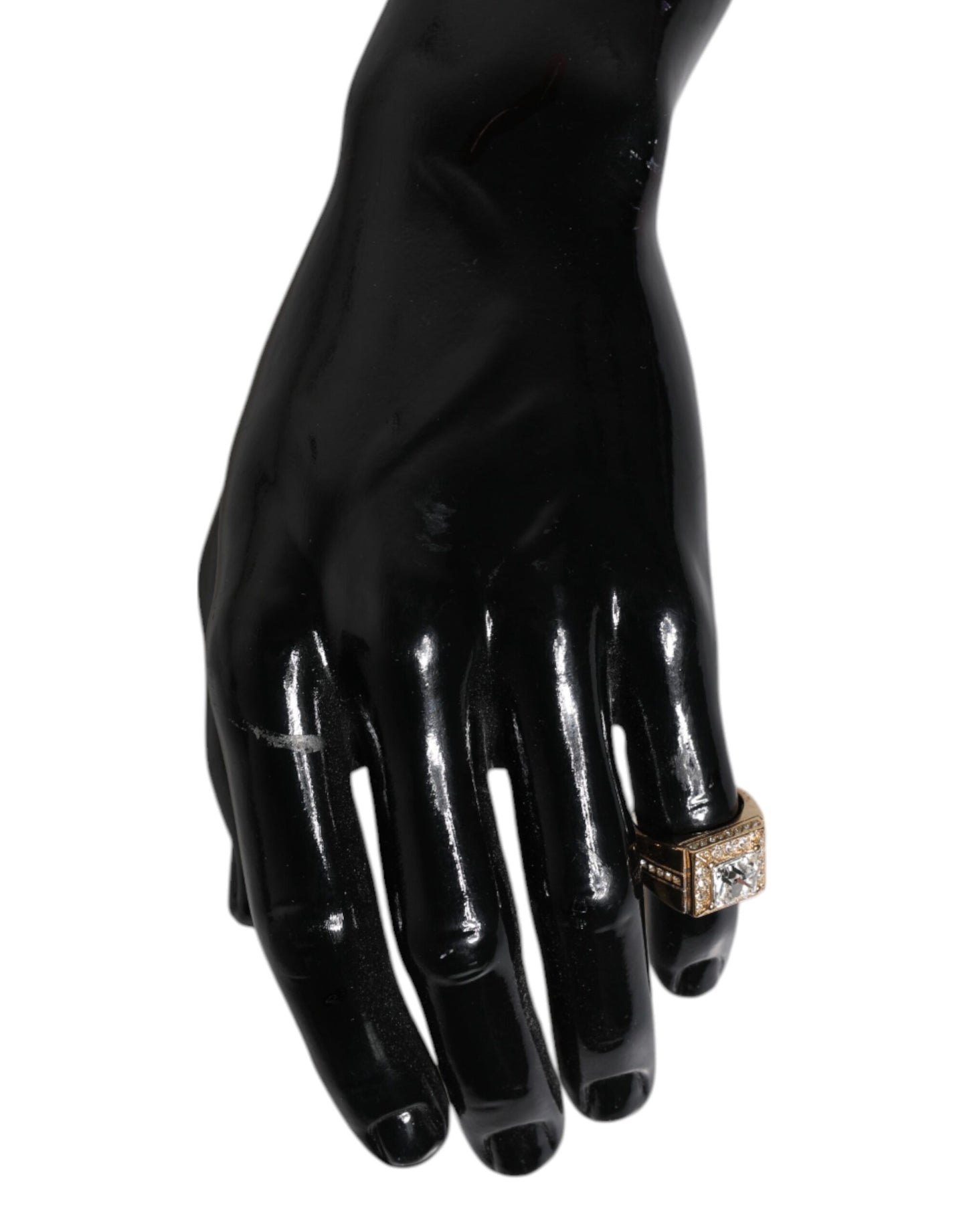 Dolce & Gabbana Goldfarbener Sterling Silber 925 Kristalle Ring