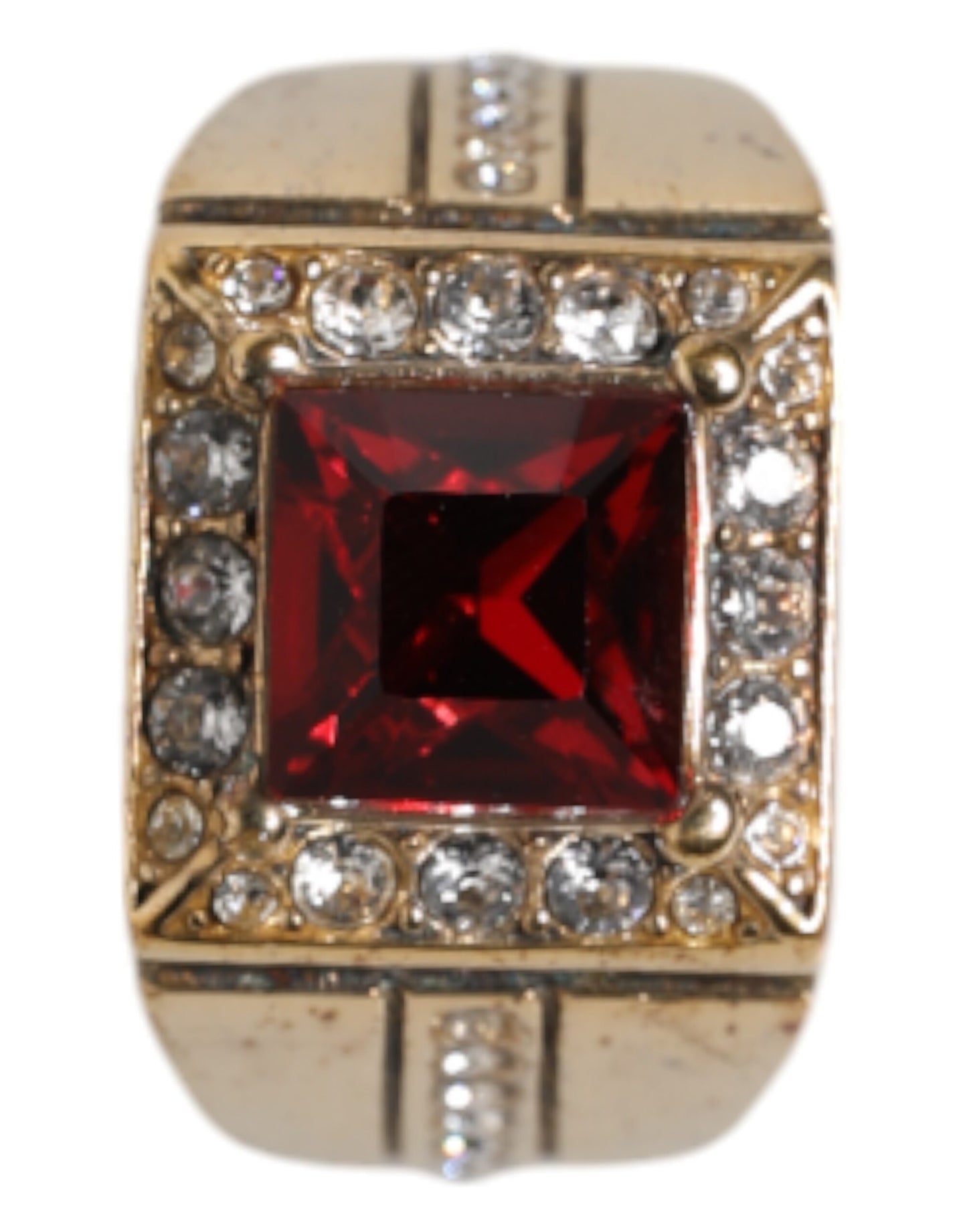 Dolce & Gabbana Goldfarbener Sterling Silber 925 Kristalle Ring