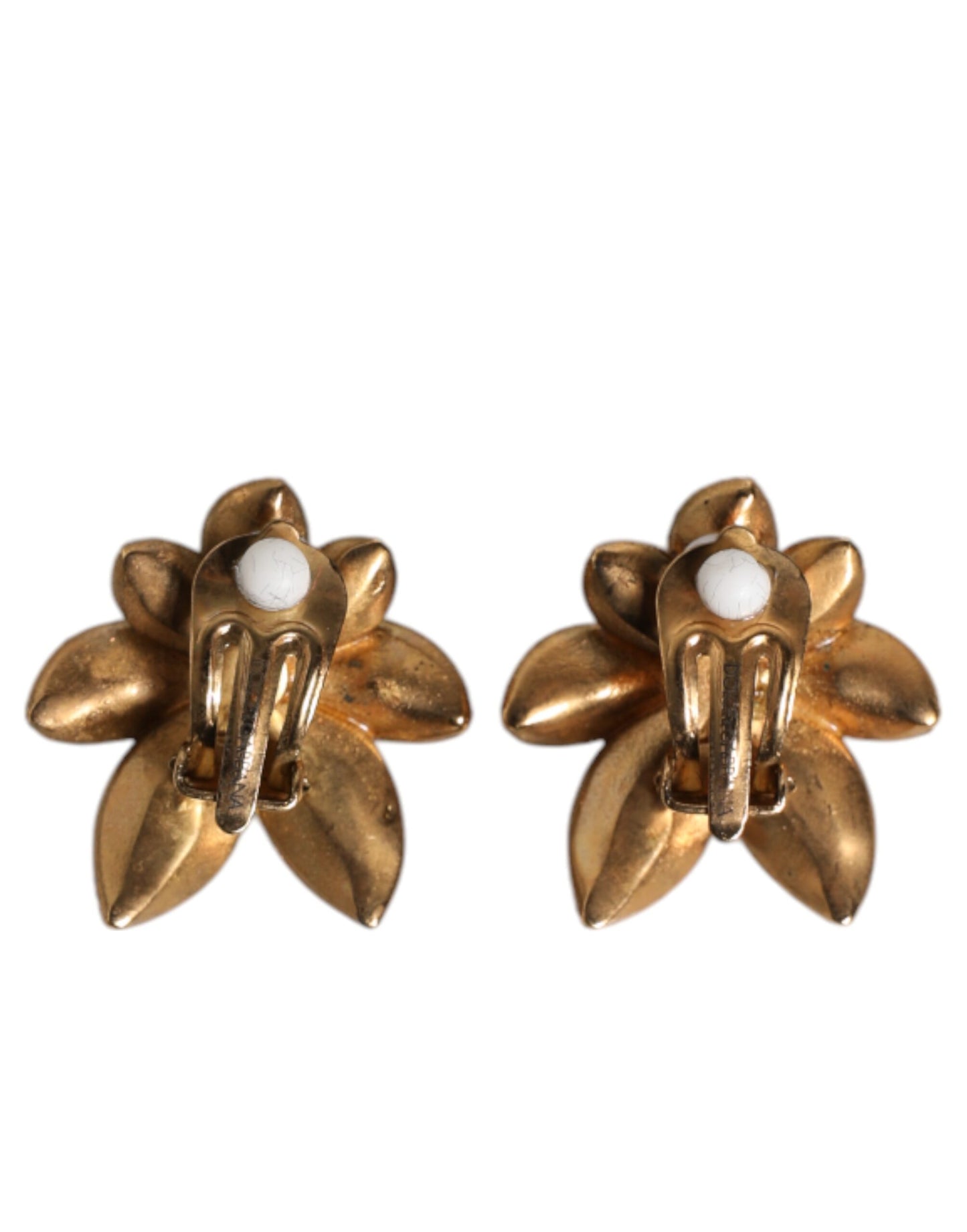 Dolce & Gabbana Gold Messing Lila Blume-förmige Kristalle Clip auf Ohrringe