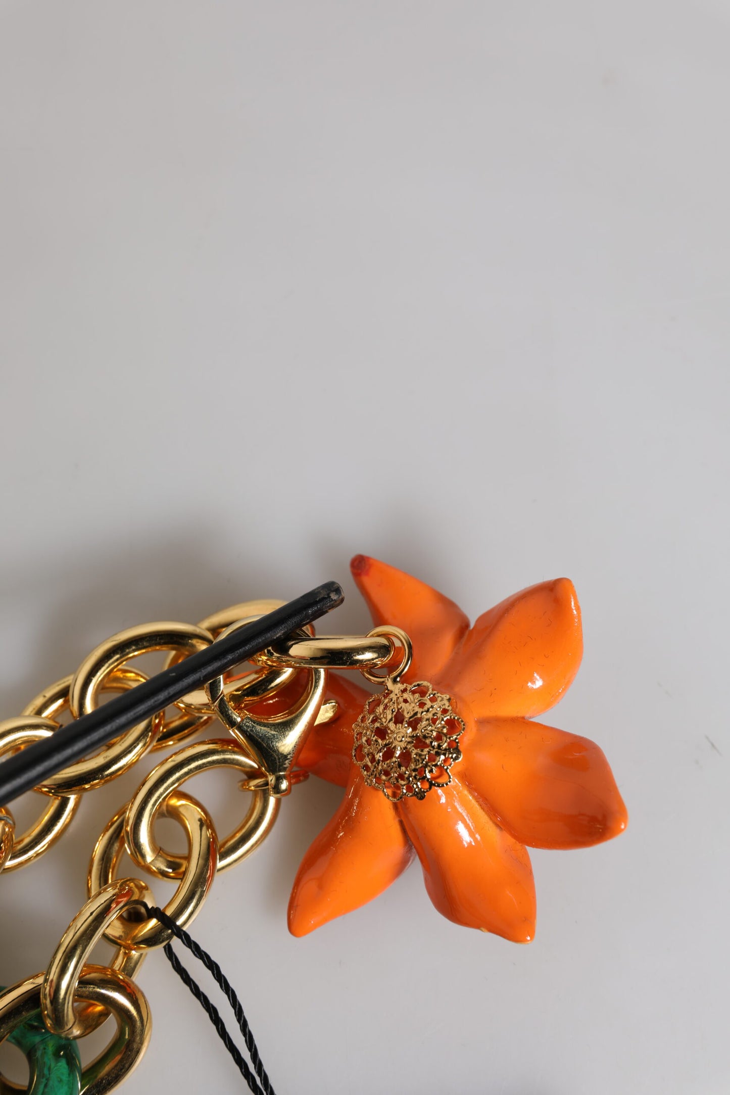 Dolce & Gabbana Multicolor Gold Messing Orange Lily Floral Kette Halskette