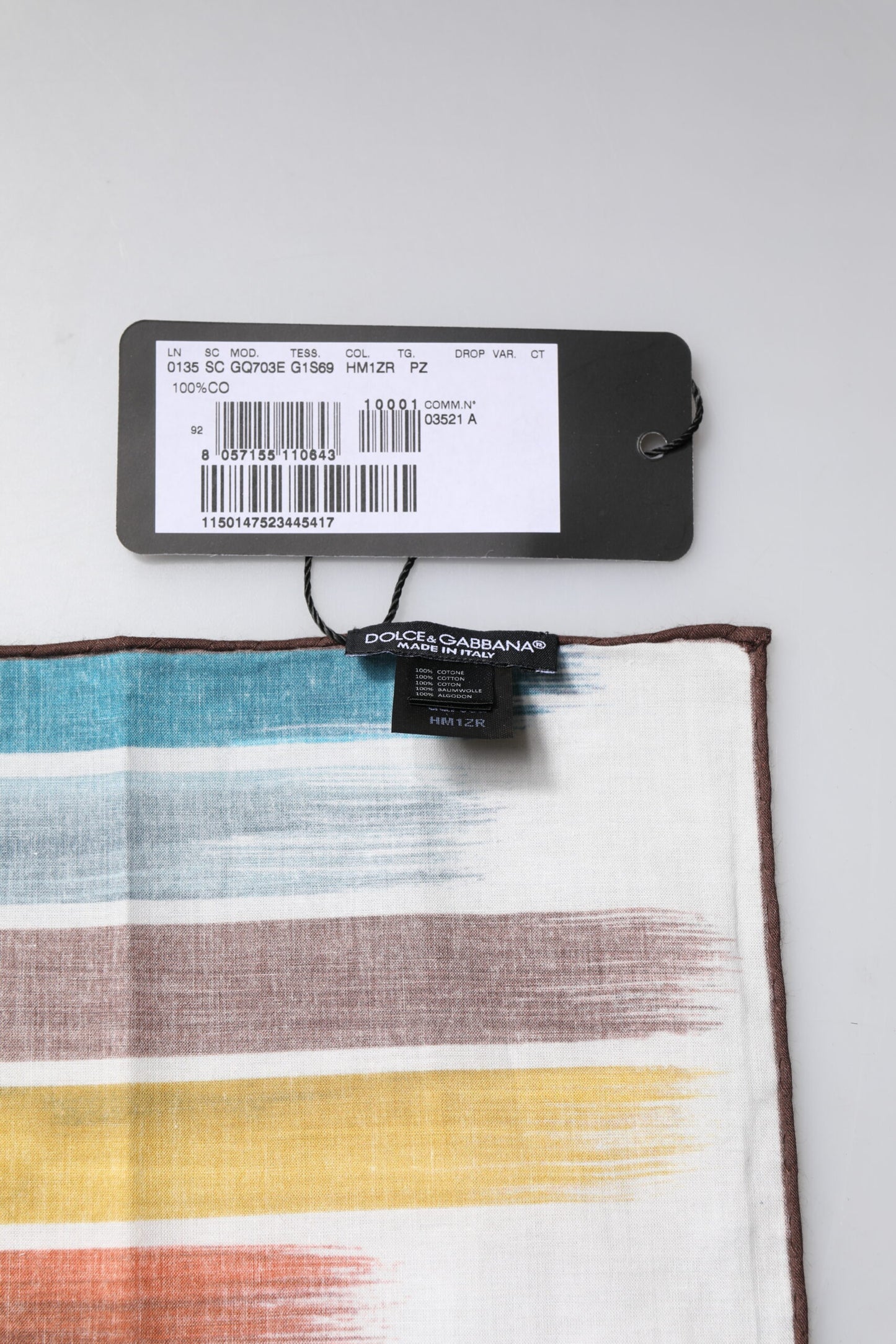 Dolce & Gabbana Multicolor Streifen Baumwolle Quadrat Foulard Schal