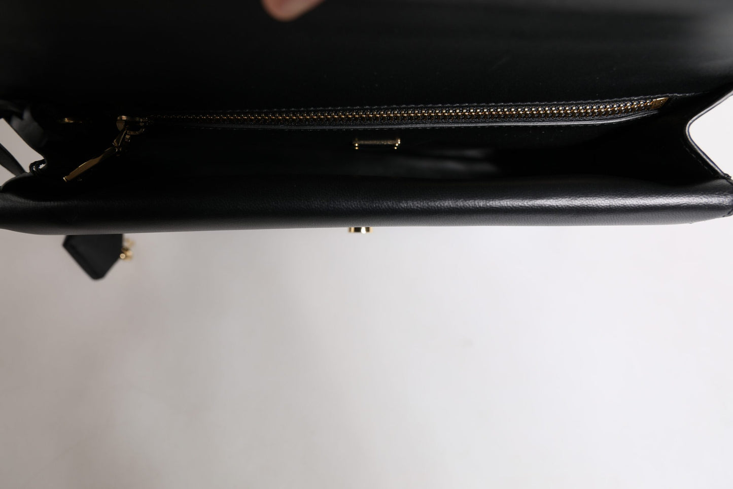 Dolce & Gabbana Schwarze Leder Logo-Plakette Dokumententasche Tasche