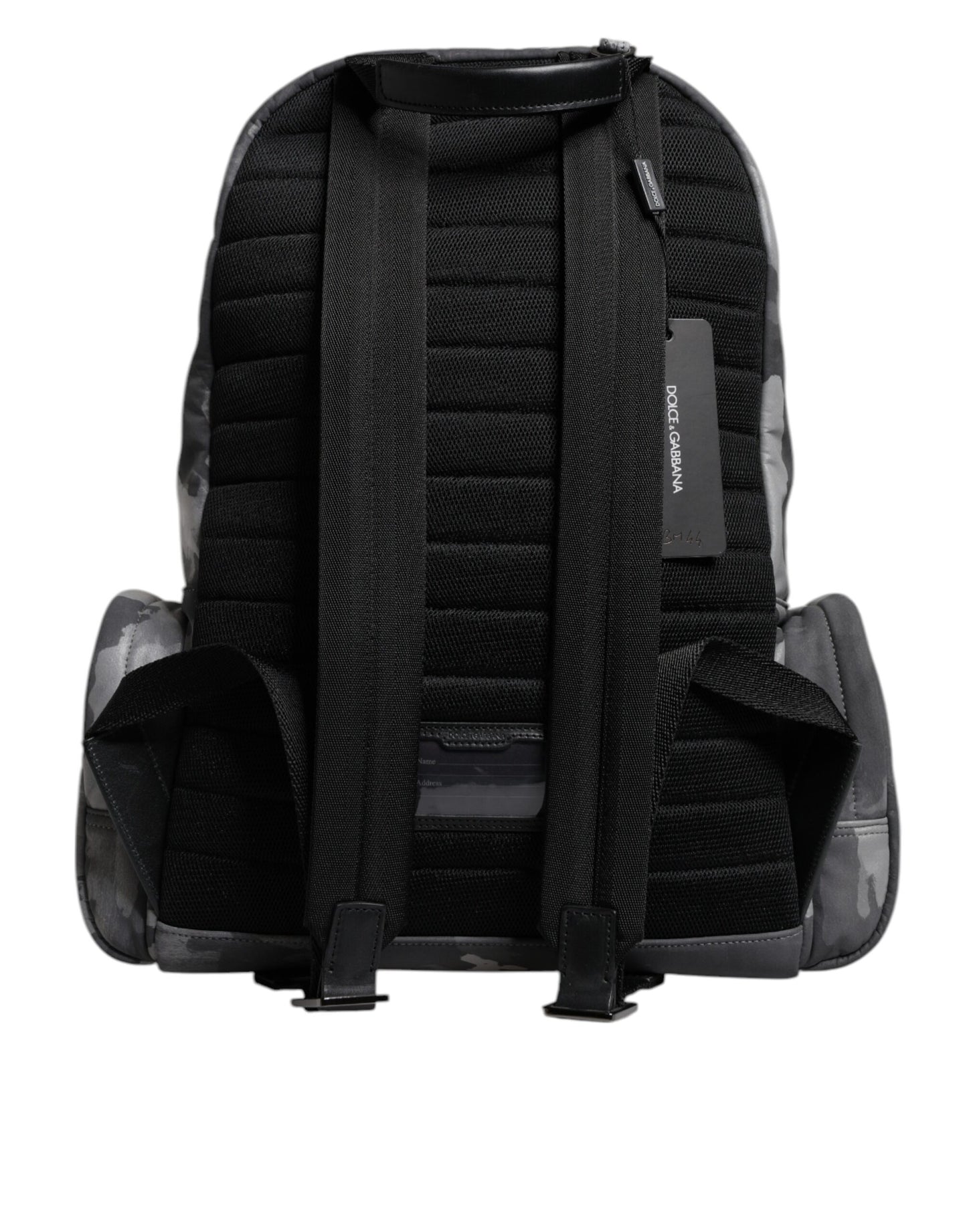 Dolce & Gabbana Graue Baumwolle Camouflage Logo Plaque Rucksack Tasche