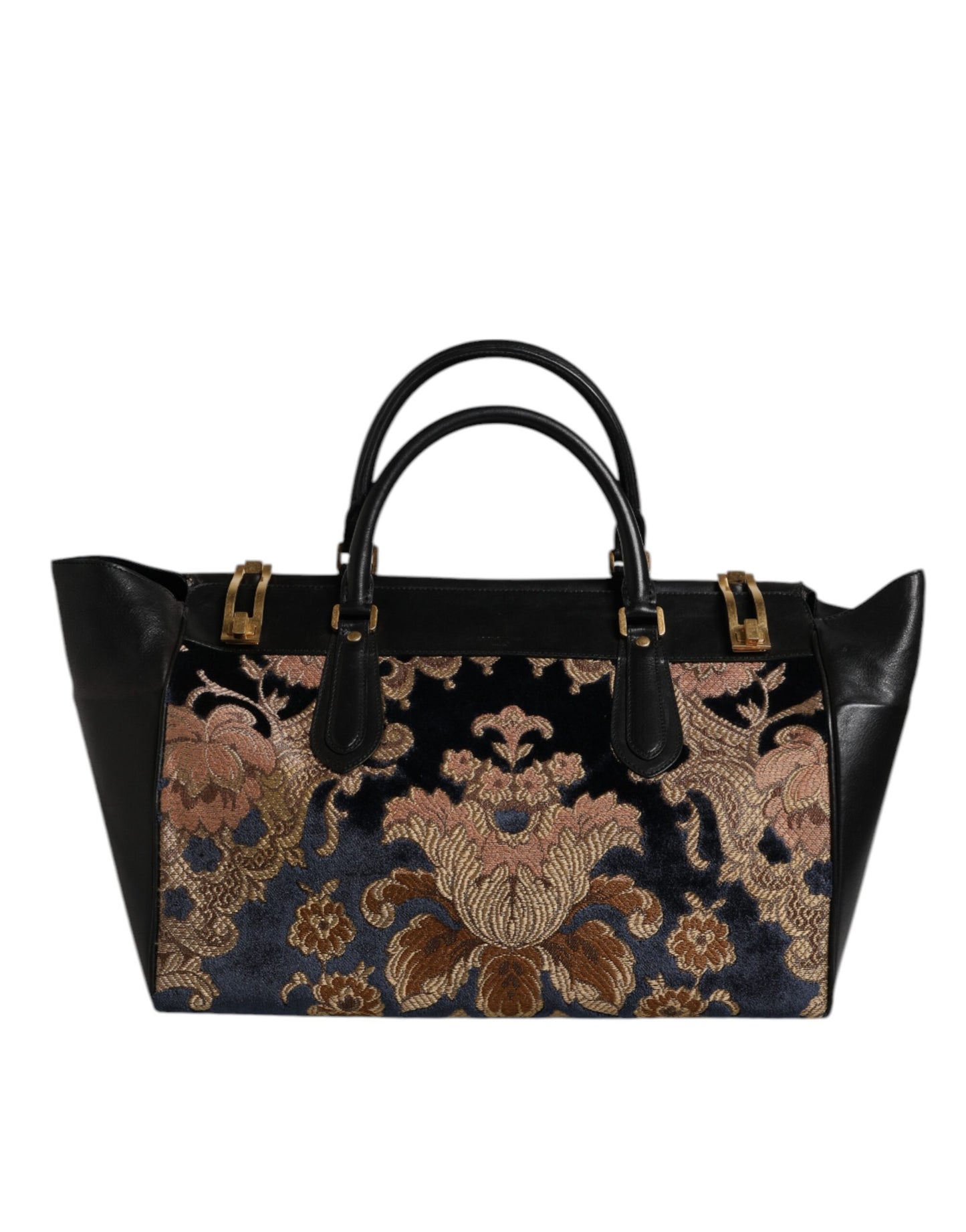 Dolce & Gabbana Schwarze Jacquard-Handtasche mit Blumenmuster Umhängetasche