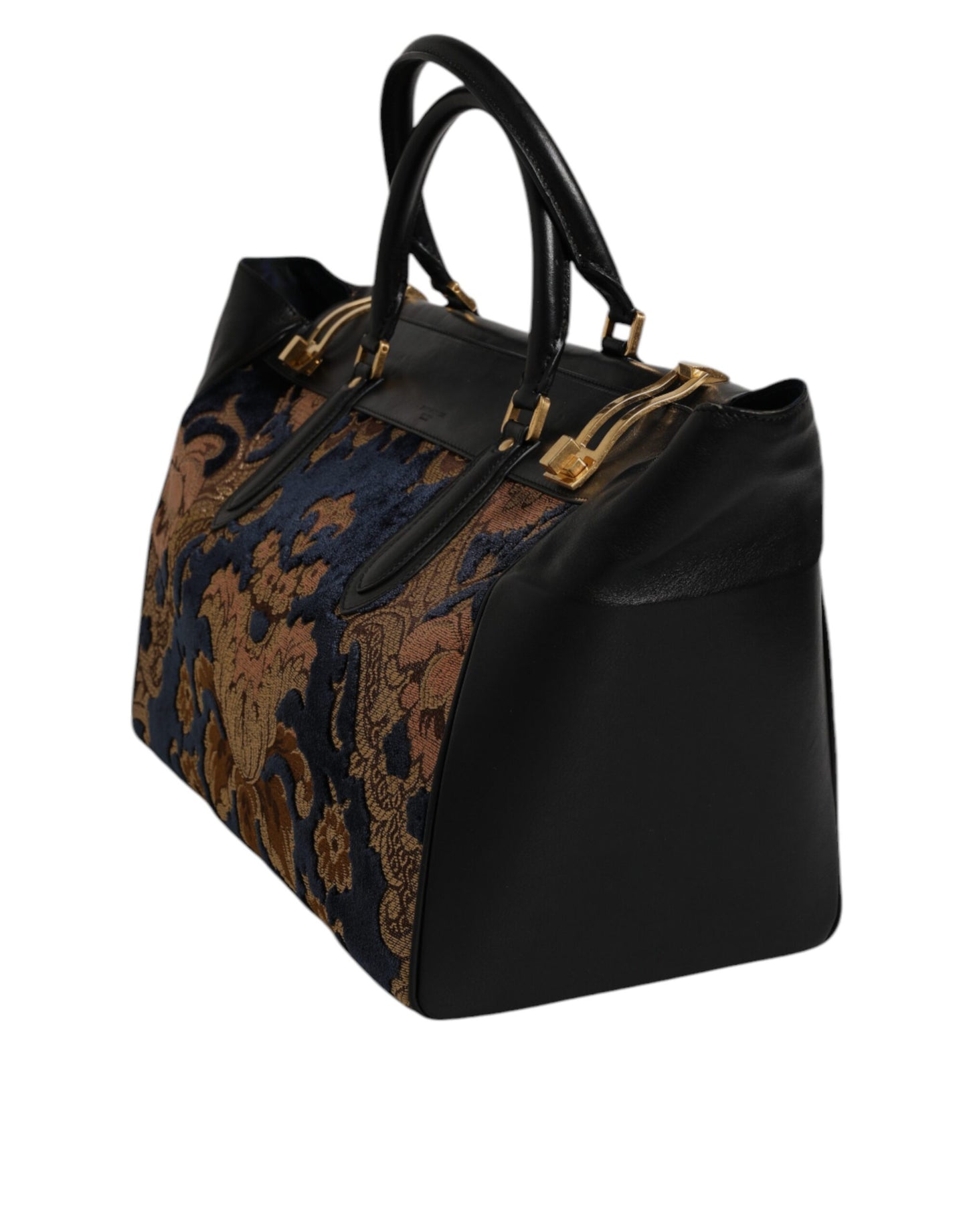 Dolce & Gabbana Schwarze Jacquard-Handtasche mit Blumenmuster Umhängetasche