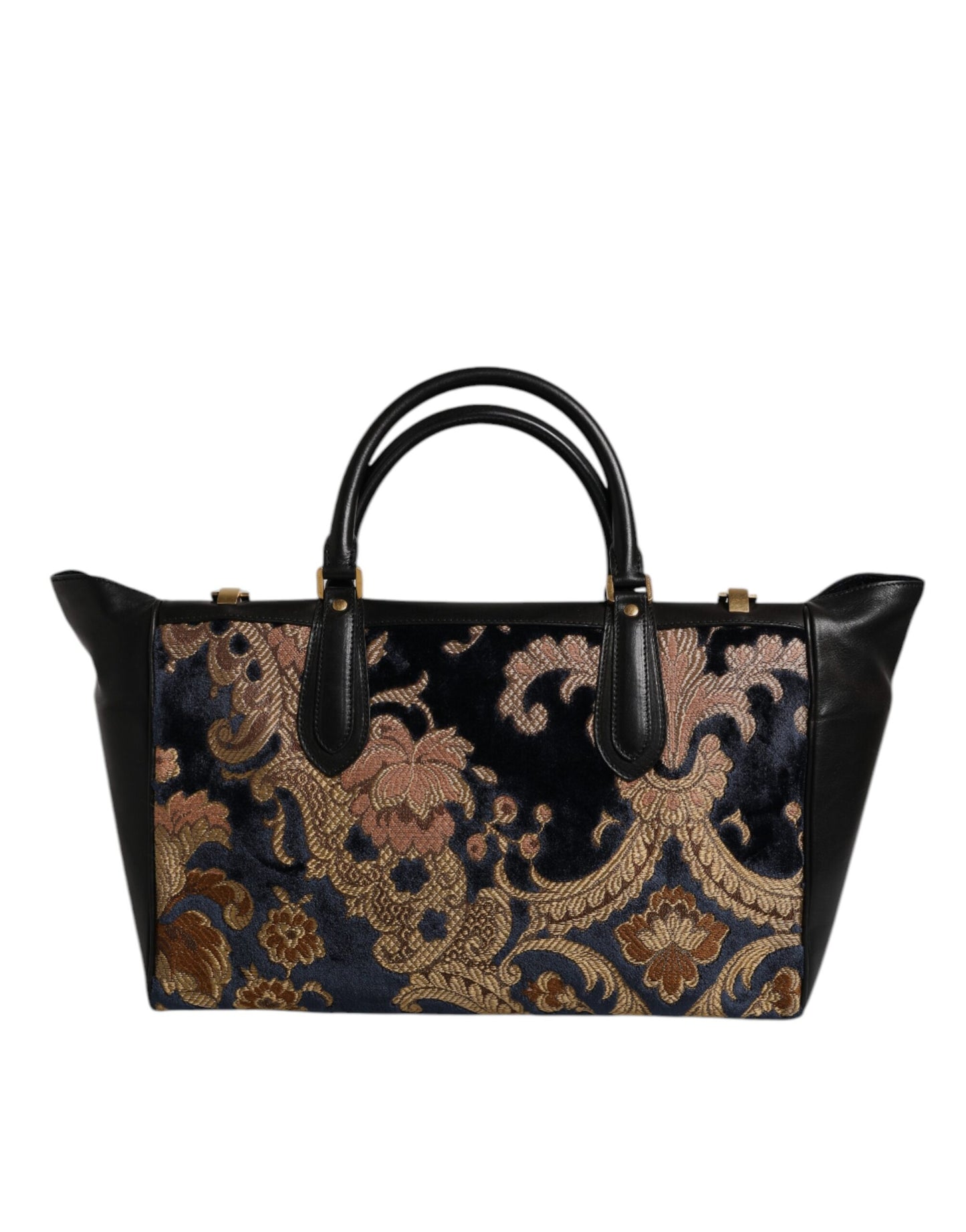 Dolce & Gabbana Schwarze Jacquard-Handtasche mit Blumenmuster Umhängetasche