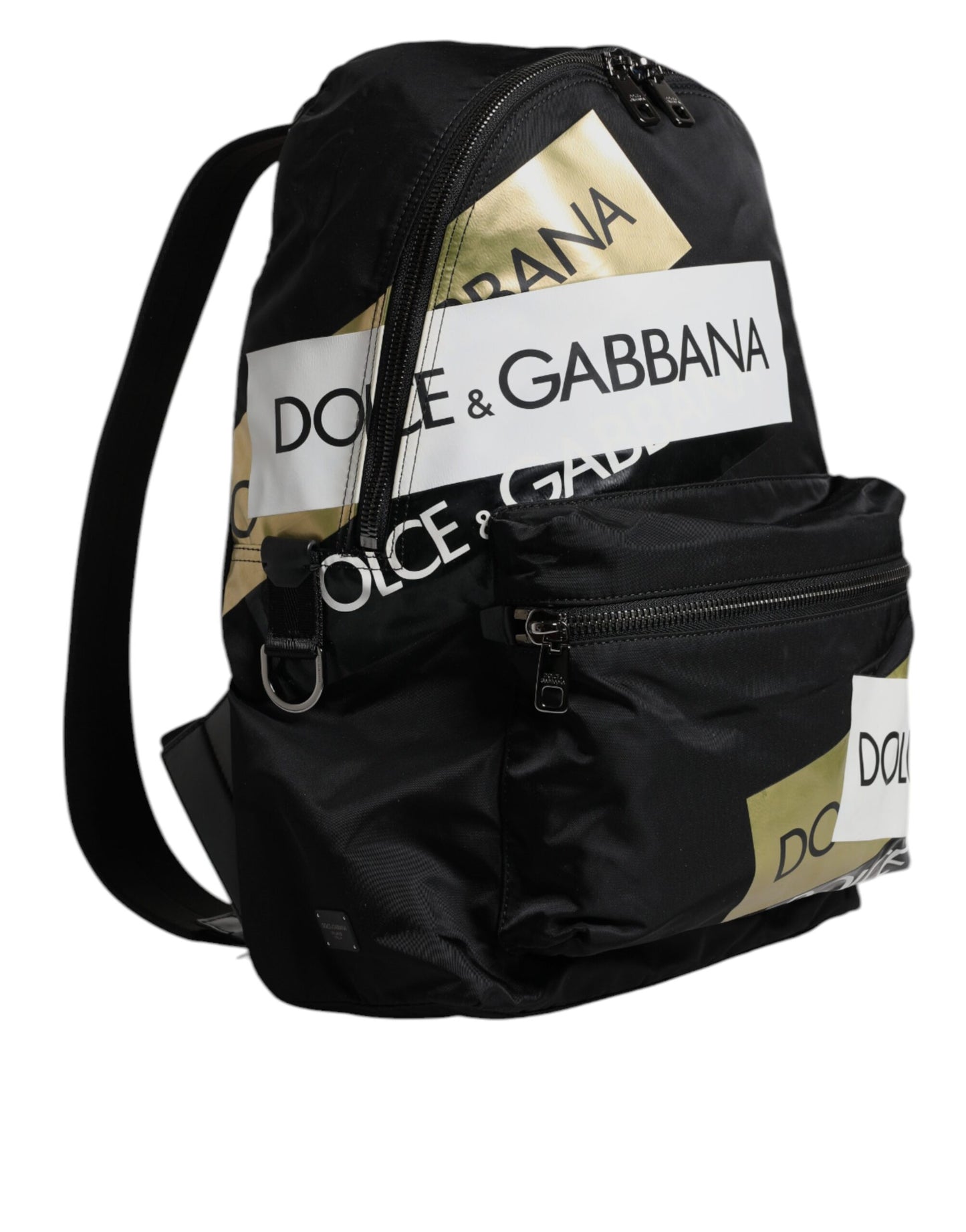 Dolce & Gabbana Schwarzes Logo Tape Polyamid Schule Reise Rucksack Tasche