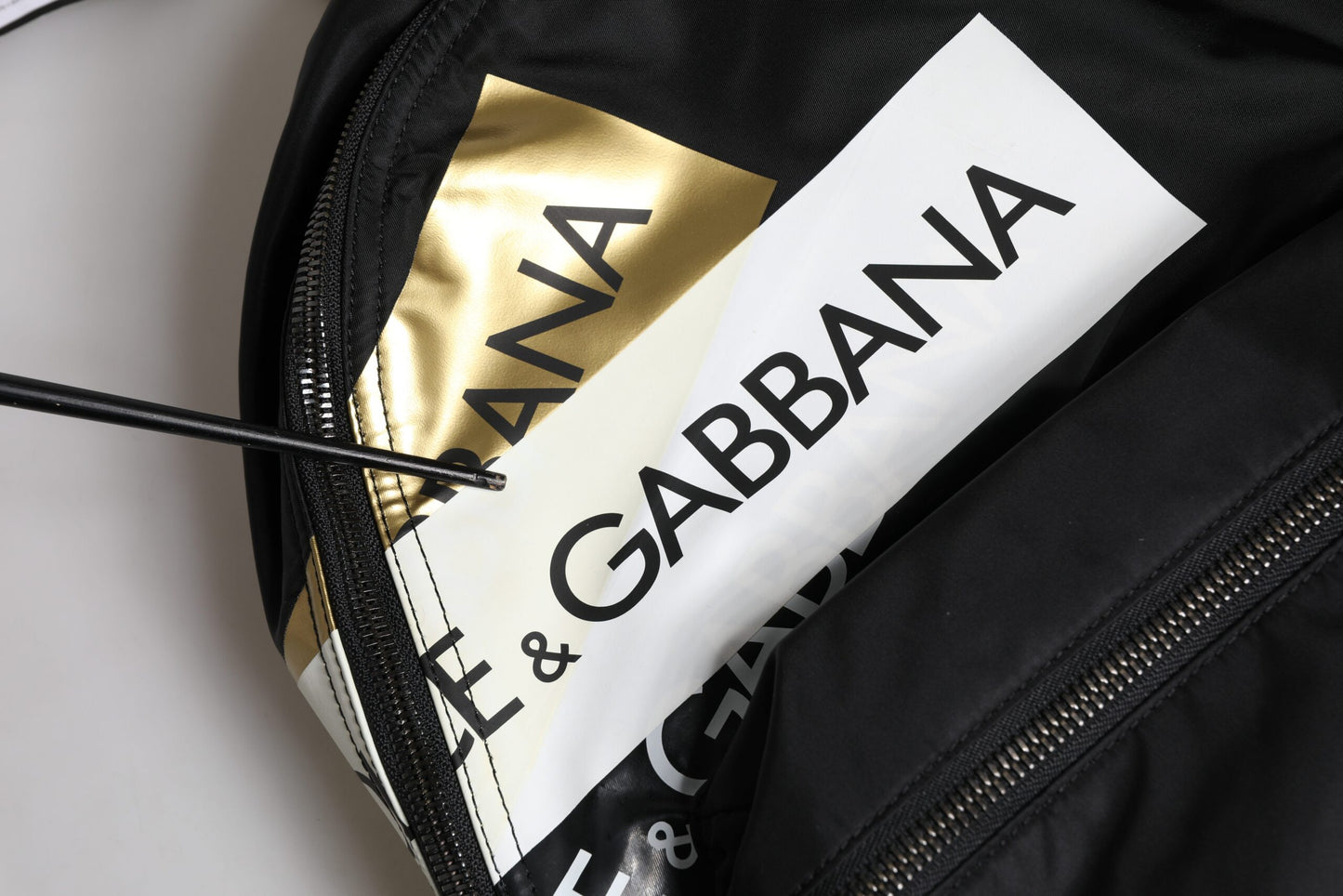 Dolce & Gabbana Schwarzes Logo Tape Polyamid Schule Reise Rucksack Tasche
