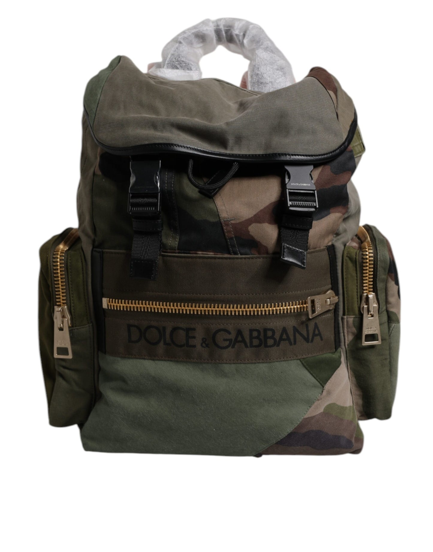 Dolce & Gabbana Militärgrünes Patchwork-Reiserucksacktasche