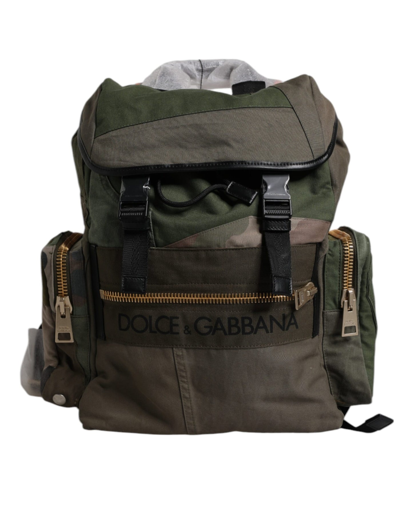 Dolce & Gabbana Militärgrünes Patchwork-Reiserucksacktasche