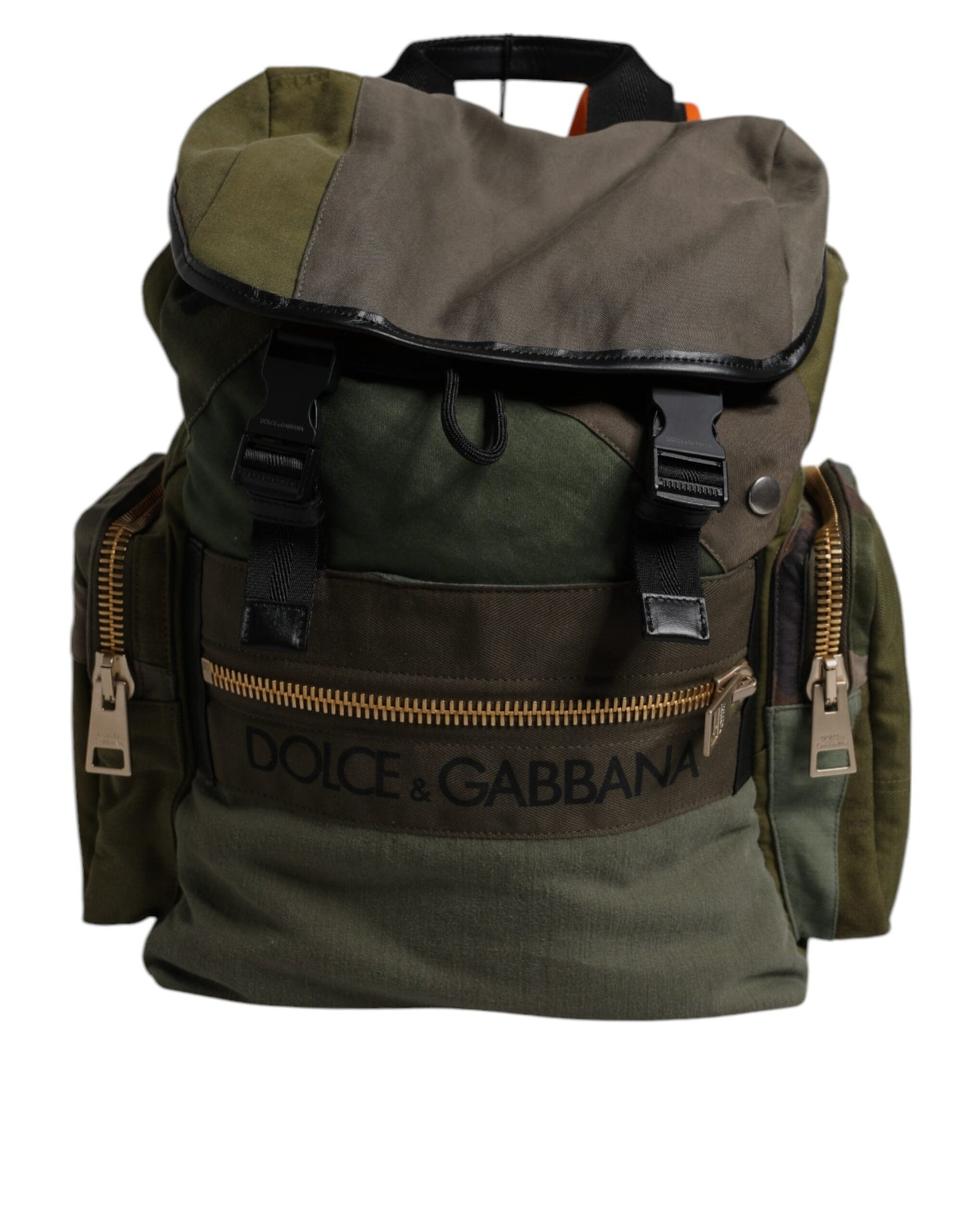 Dolce & Gabbana Militärgrünes Patchwork-Reiserucksacktasche