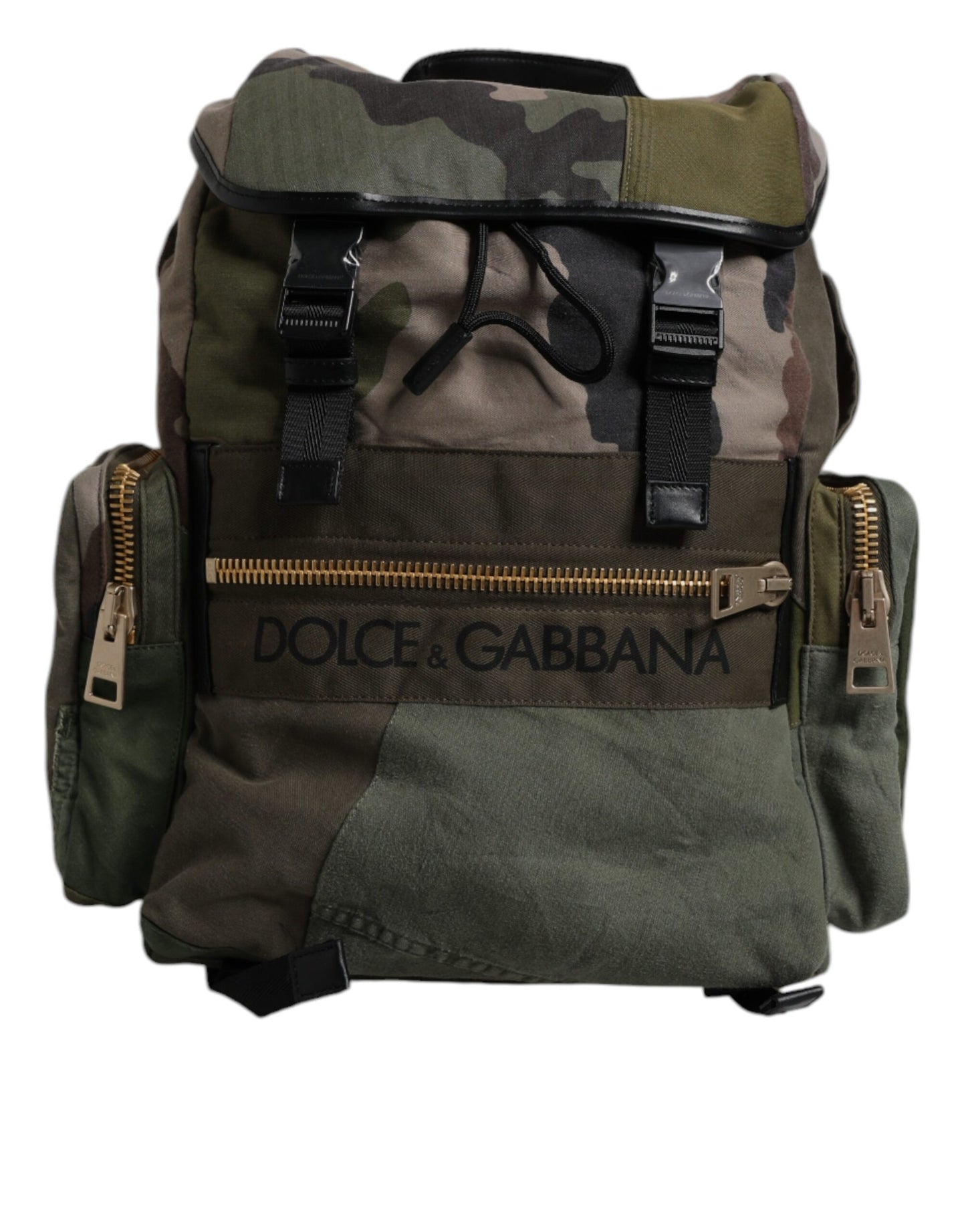 Dolce & Gabbana Militärgrünes Patchwork-Reiserucksacktasche
