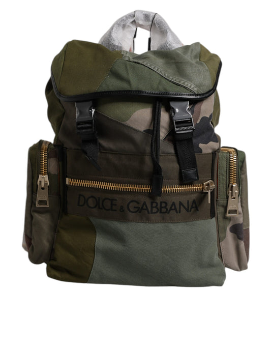Dolce & Gabbana Militärgrünes Patchwork-Reiserucksacktasche