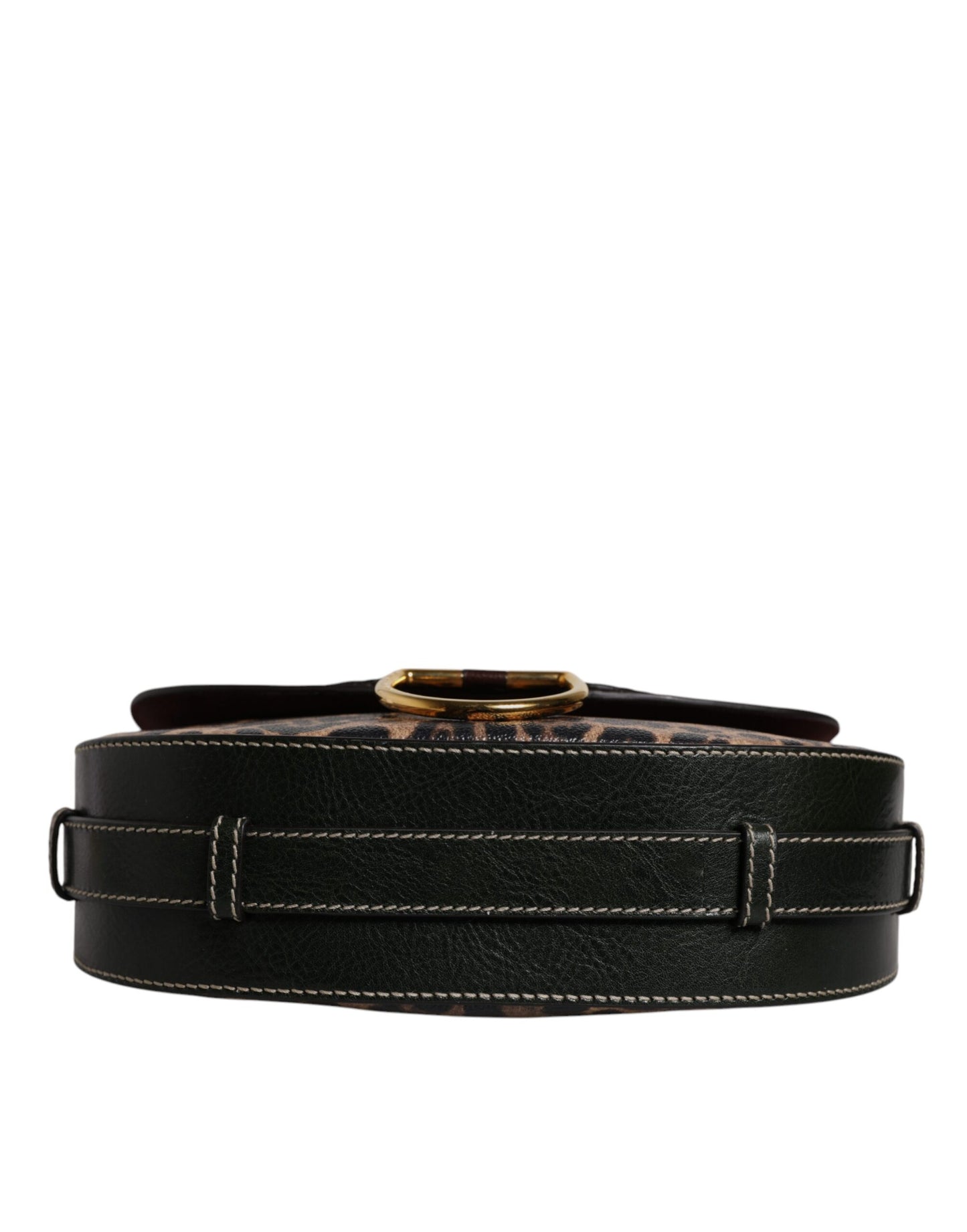 Dolce & Gabbana Schwarzbraune Leopardenleder-Schulterriemen-Tasche