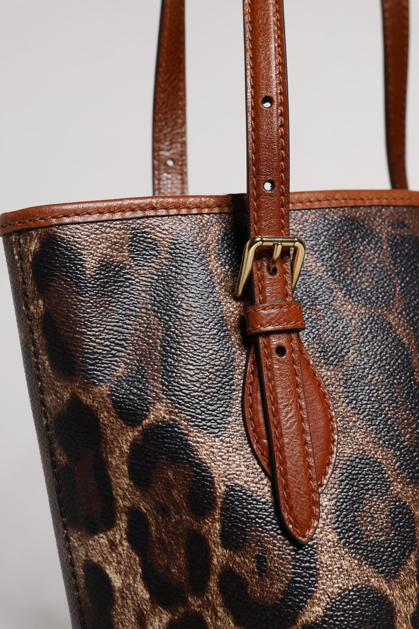 Dolce & Gabbana Braune Leopardenleder-Schulterriemen-Tasche