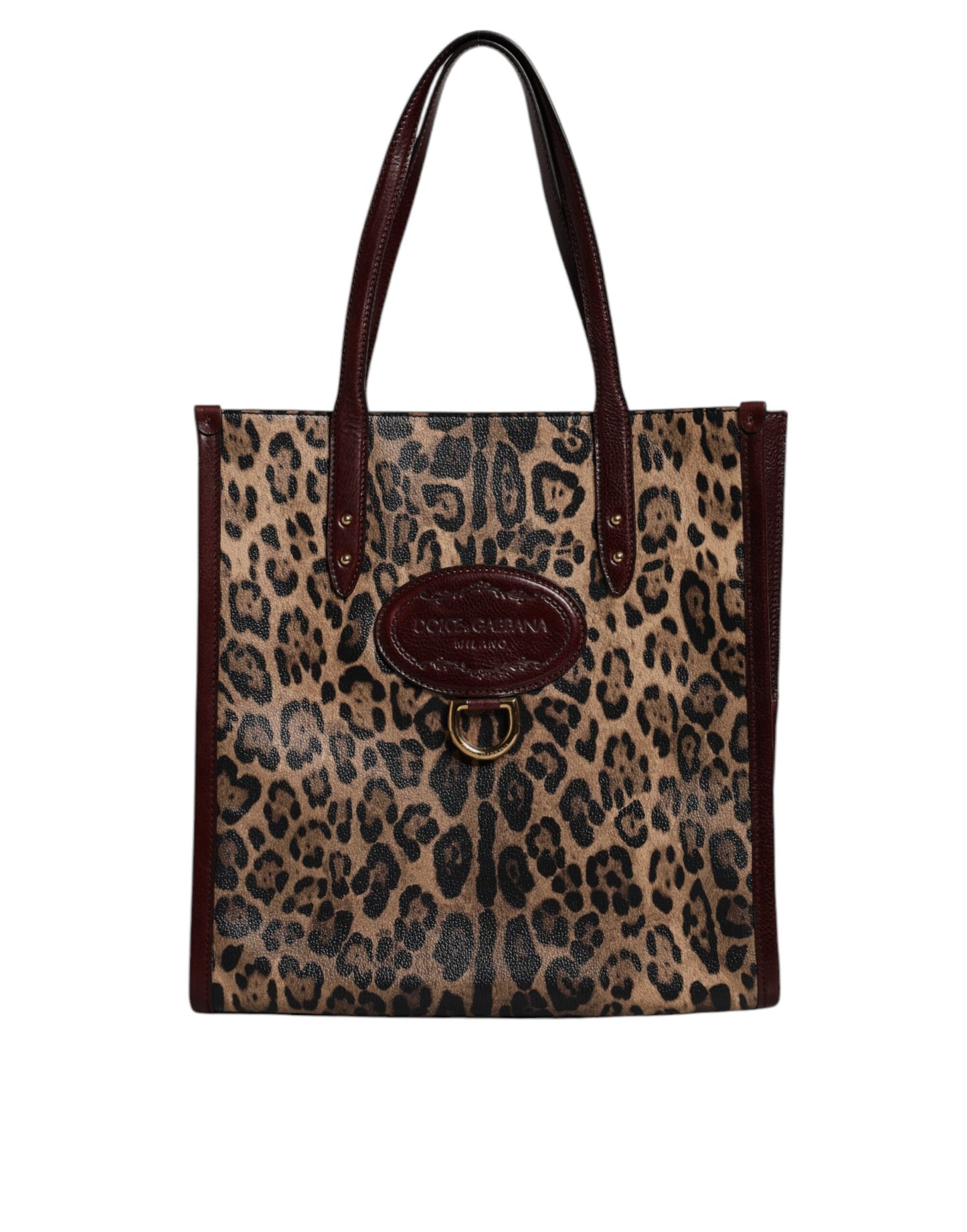Dolce & Gabbana Braune Leopardenleder-Schulterriemen-Tasche