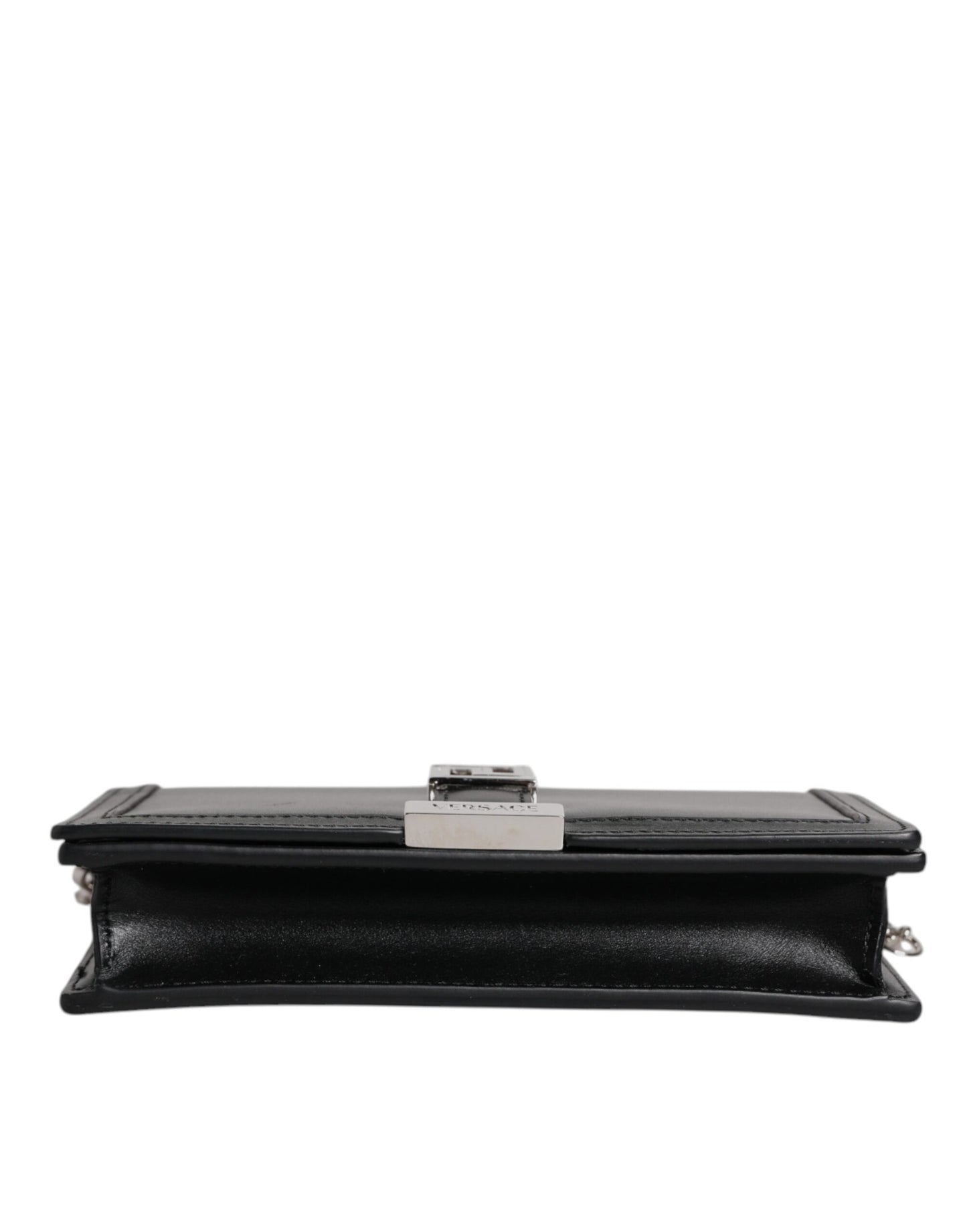 Versace Schwarze Kalbsleder-Kettenriemen-Schulter-Crossbody-Tasche