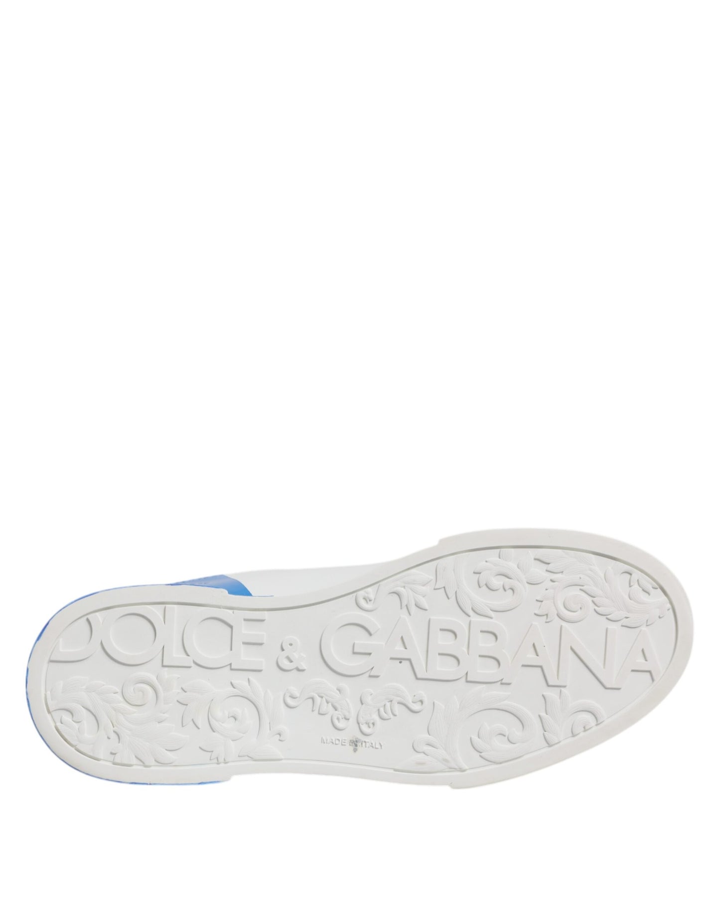 Dolce & Gabbana Weiß Blau Leder Logo Low Top Sneakers Schuhe