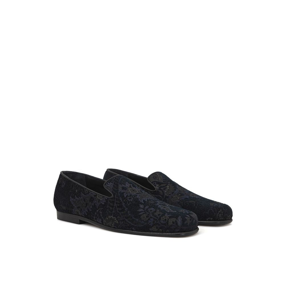 Etro Blaue Leder-Slipper