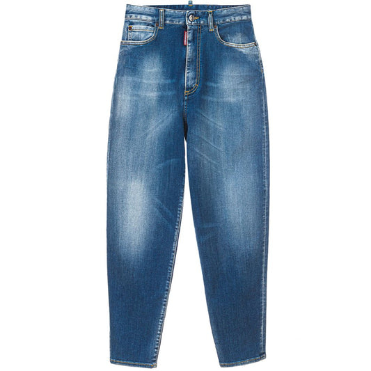 Dsquared² Hochtaillierte Jeans aus Baumwolle in Blau