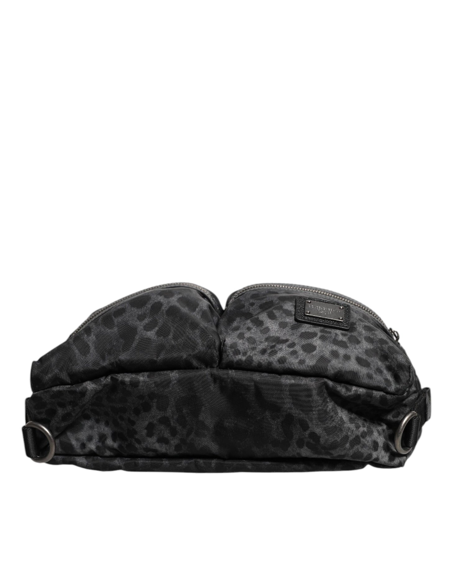 Dolce & Gabbana Schwarzer grauer Leopard DG Logo Gürtel Taille Gürteltasche