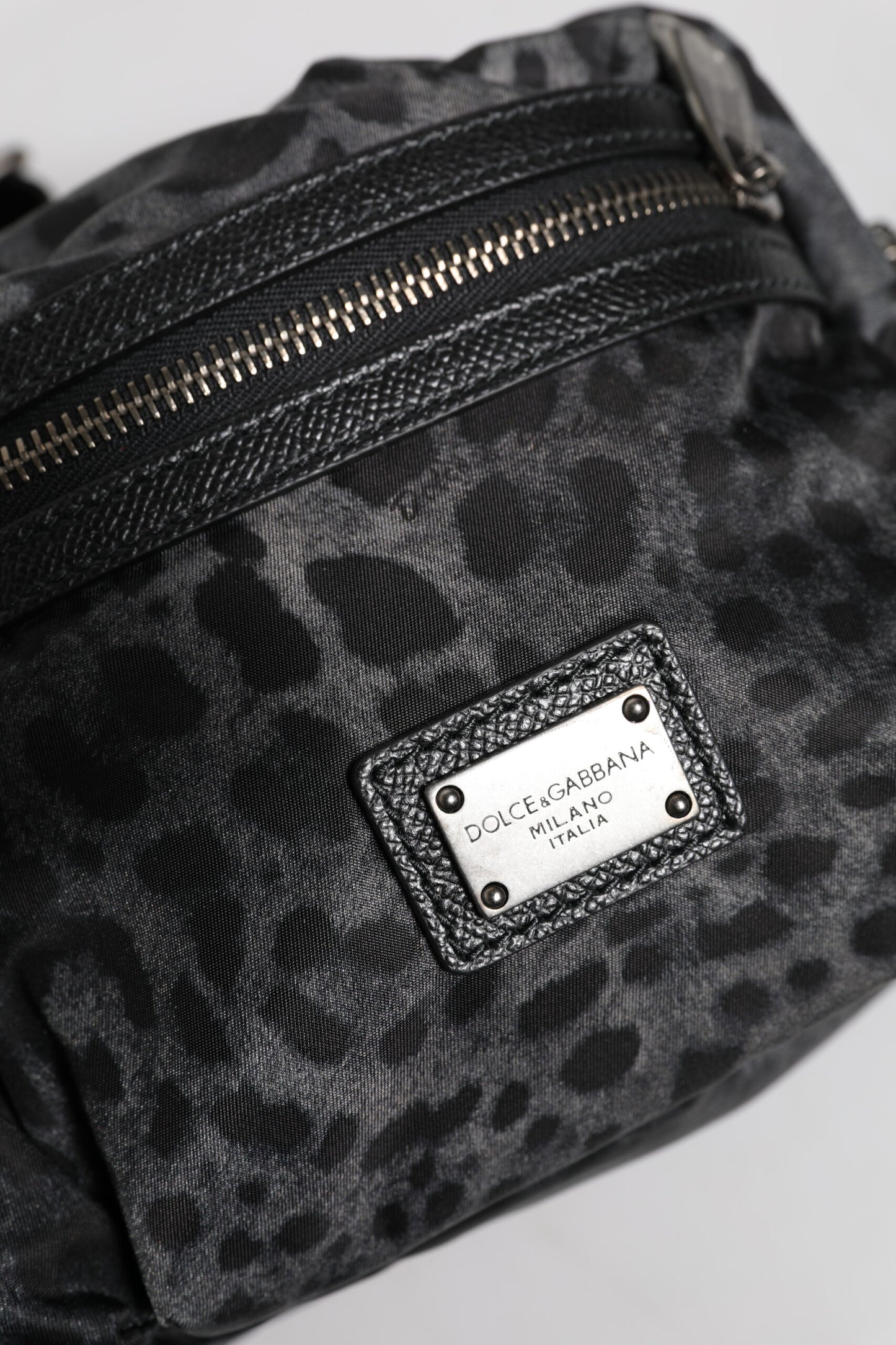 Dolce & Gabbana Schwarzer grauer Leopard DG Logo Gürtel Taille Gürteltasche