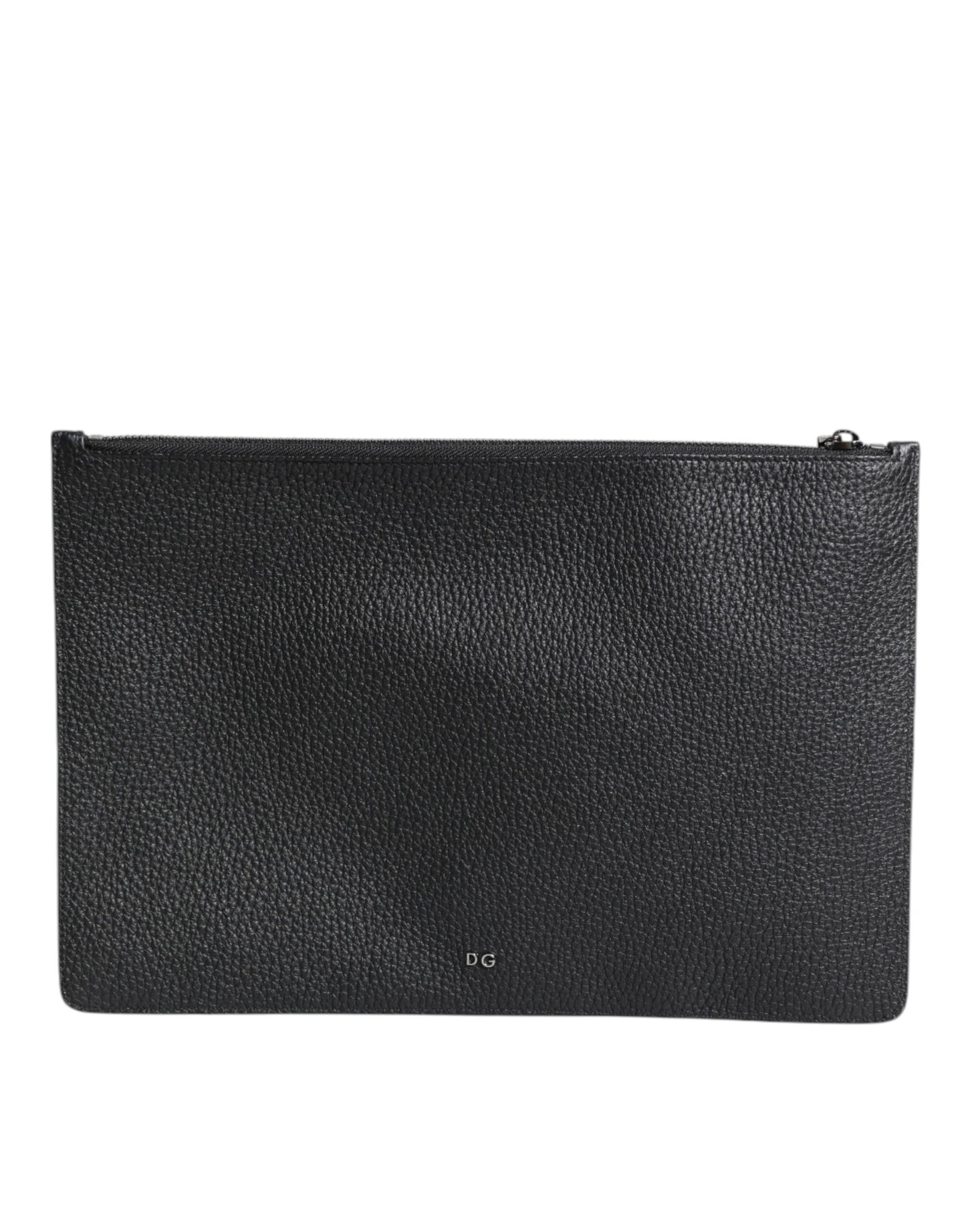 Dolce & Gabbana Schwarzes Kalbsleder Krone verschönert Clutch Pouch Tasche