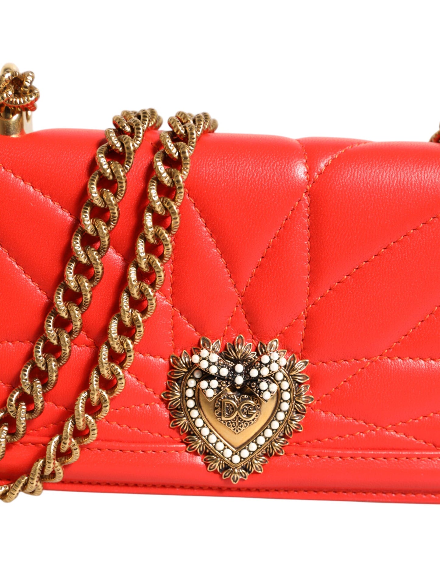 Dolce & Gabbana Rote Leder gesteppte Hingabe Crossbody Handyhülle Tasche