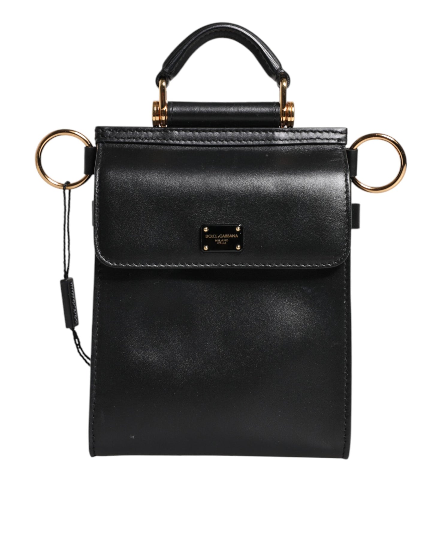 Dolce & Gabbana Schwarze Mini-Tasche aus Kalbsleder mit Logo-Plakette