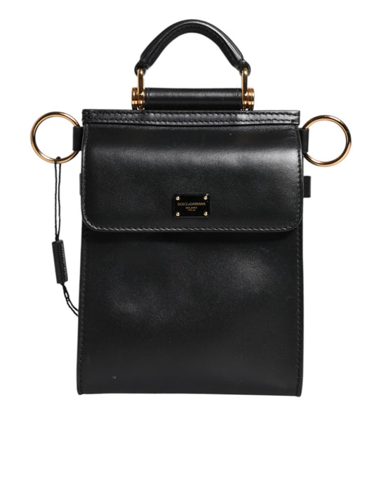 Dolce & Gabbana Schwarze Mini-Tasche aus Kalbsleder mit Logo-Plakette