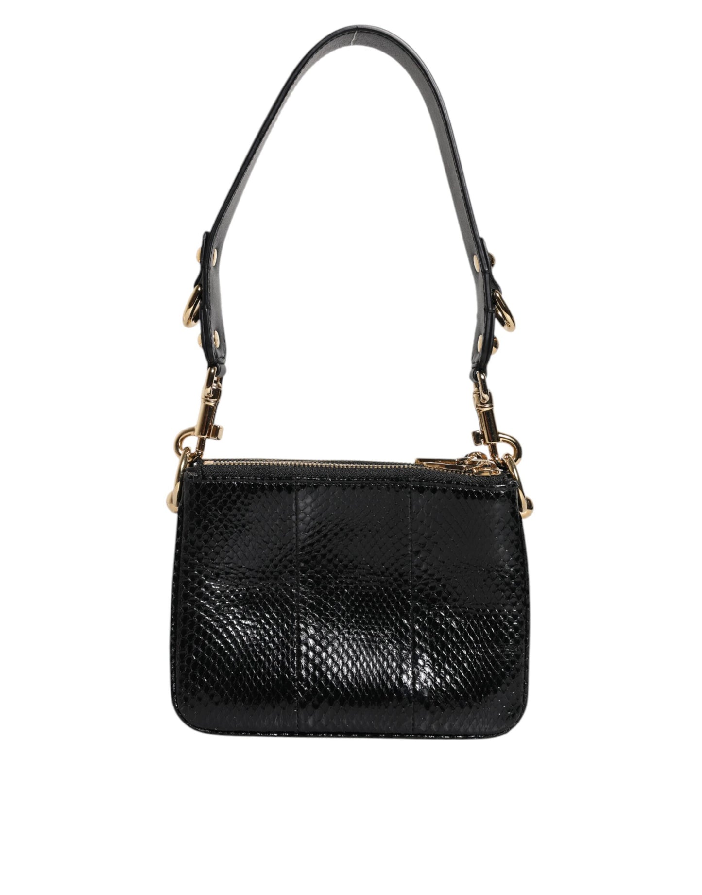 Dolce & Gabbana Schwarze Exotenleder-Schulterriemen-Clutch-Tasche