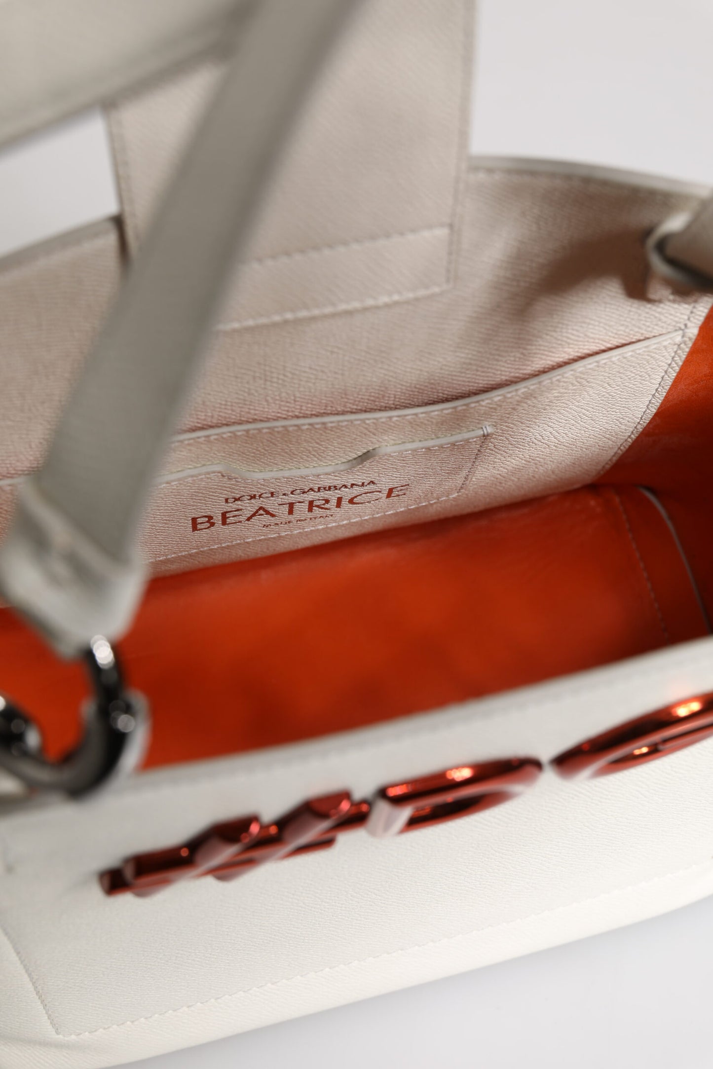 Dolce & Gabbana Weißes Leder #DG BEATRICE Top Handle Tote Bag