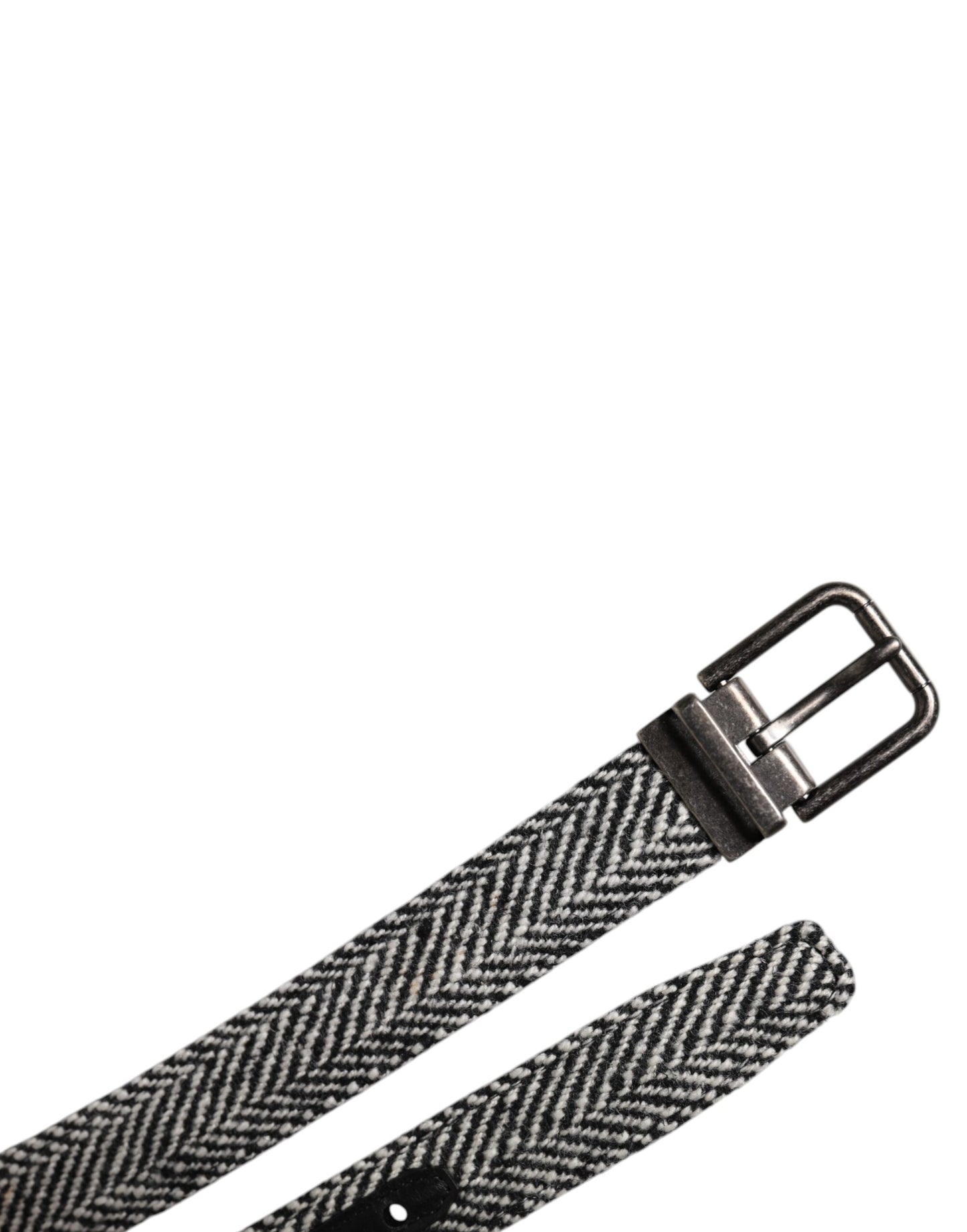 Dolce & Gabbana Schwarzer weißer Silberton Metallschnalle Gürtel