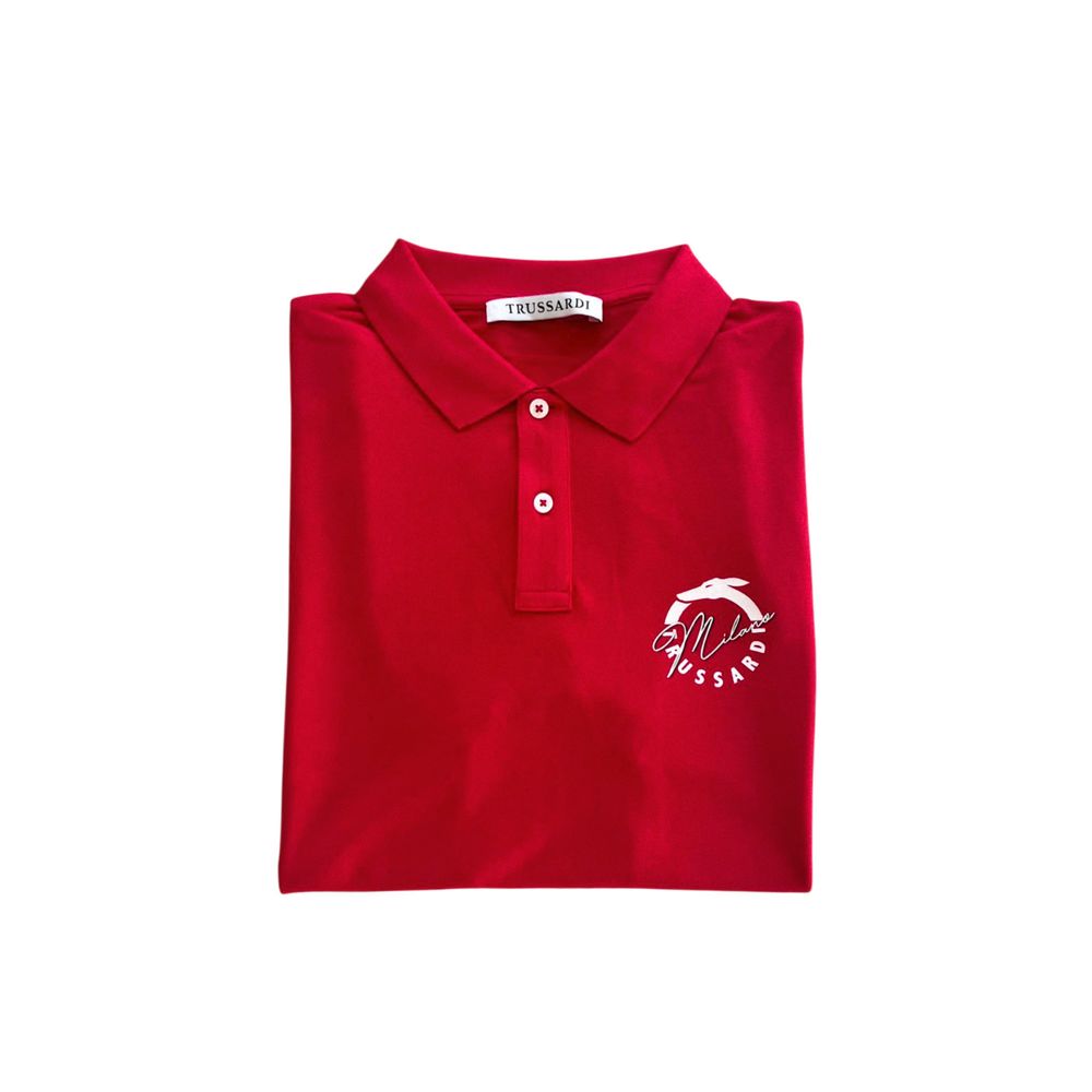 Trussardi Beachwear Rotes Baumwoll-Poloshirt für Männer