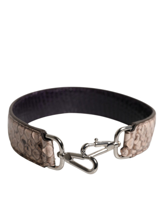 Dolce & Gabbana Schwarze Creme Exotische Ledertasche Schulterriemen