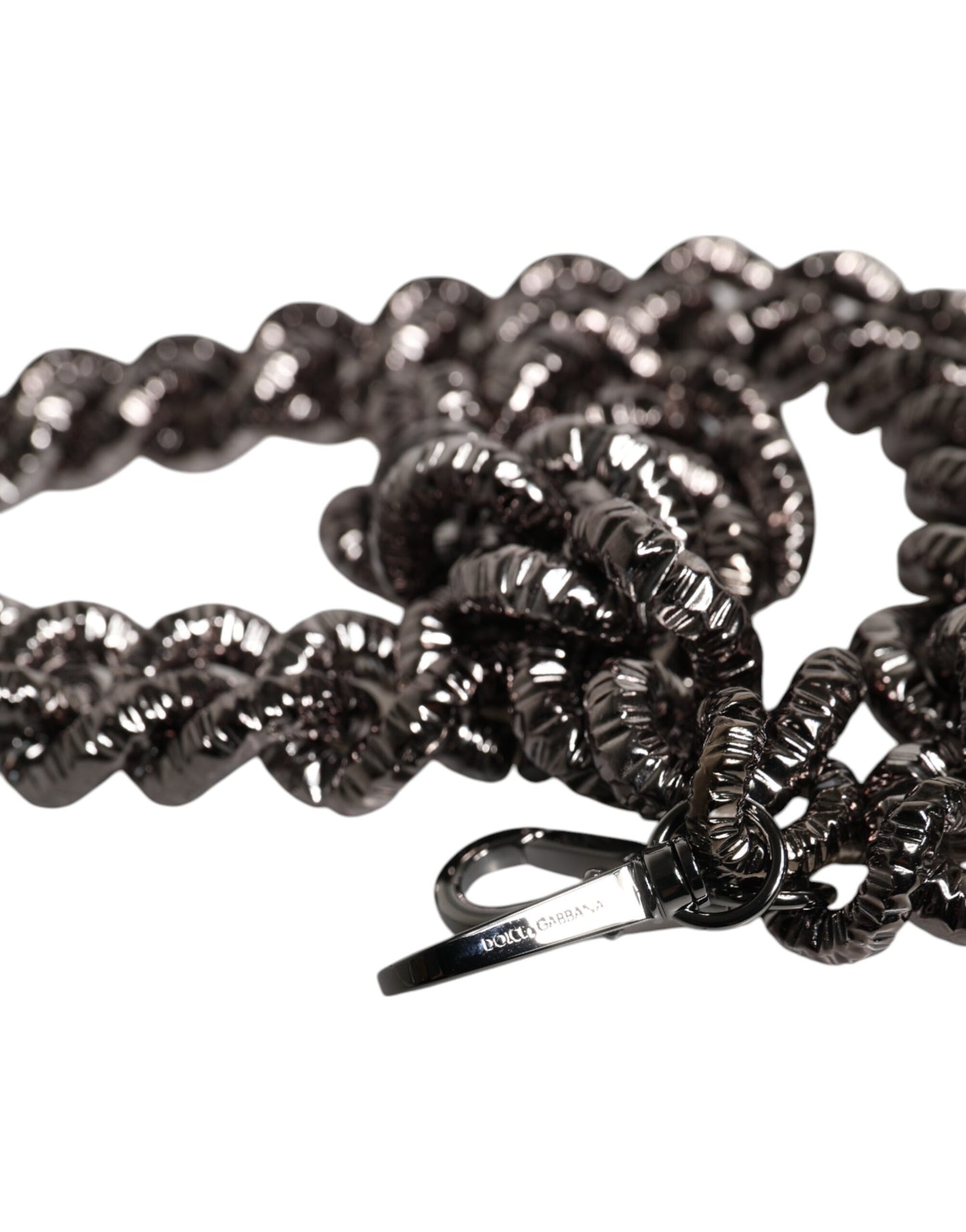 Dolce & Gabbana Schwarze Kette mit Logo-Gravur Tasche Schulterriemen