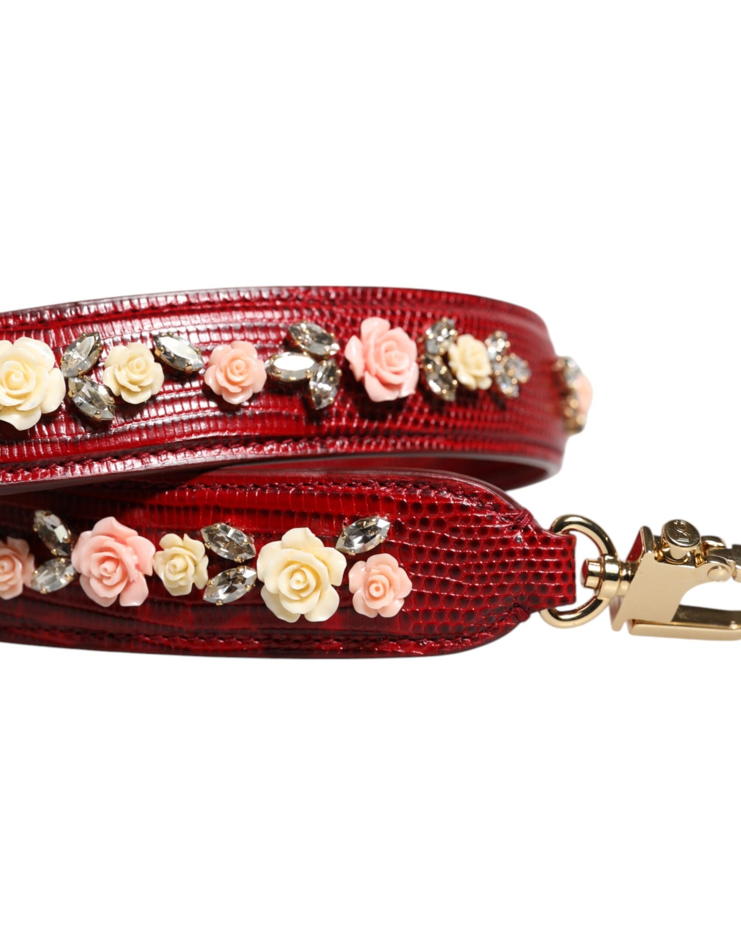 Dolce & Gabbana Rote Leder Tasche mit Blumenverzierung Schulterriemen