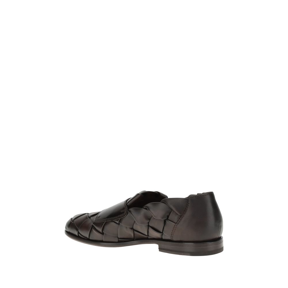 Santoni Loafers aus gewebtem Stoff