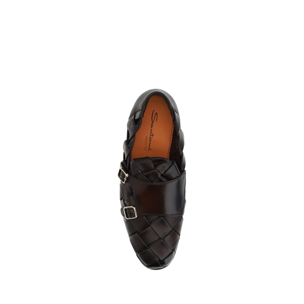 Santoni Loafers aus gewebtem Stoff