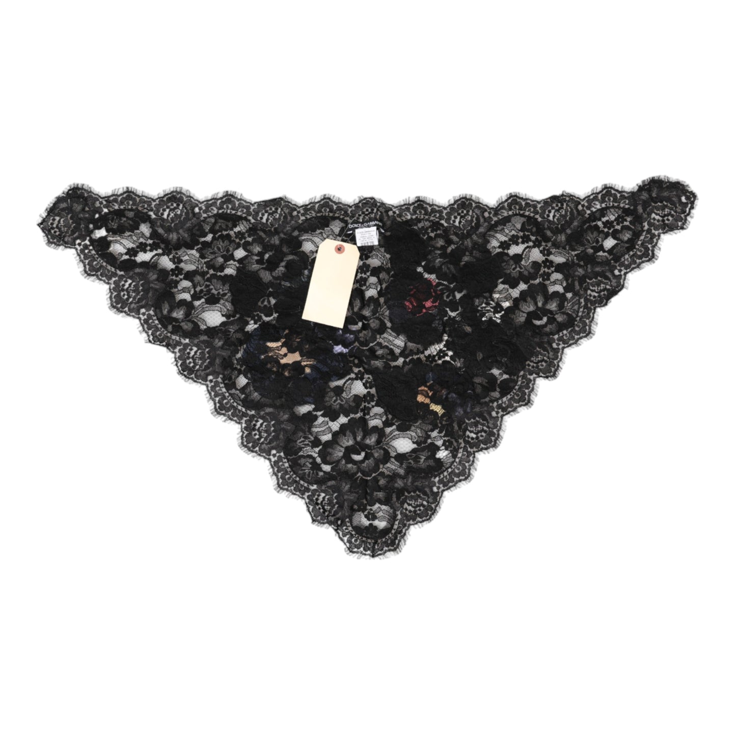 Dolce & Gabbana Schwarze Spitze mit Blumenapplikation Baumwollschleier Hut