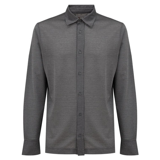 Canali Graues Baumwollhemd mit Muster