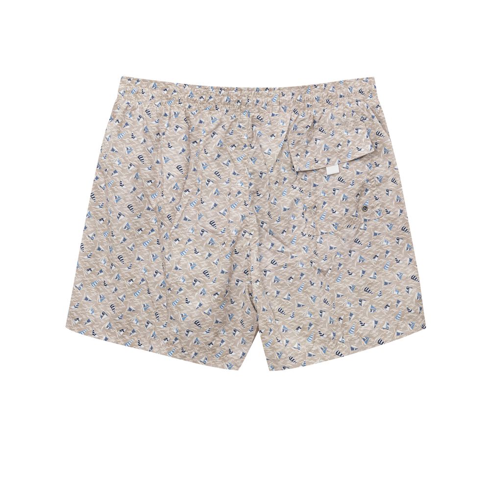 Canali Beigefarbene Polyester-Badeshorts