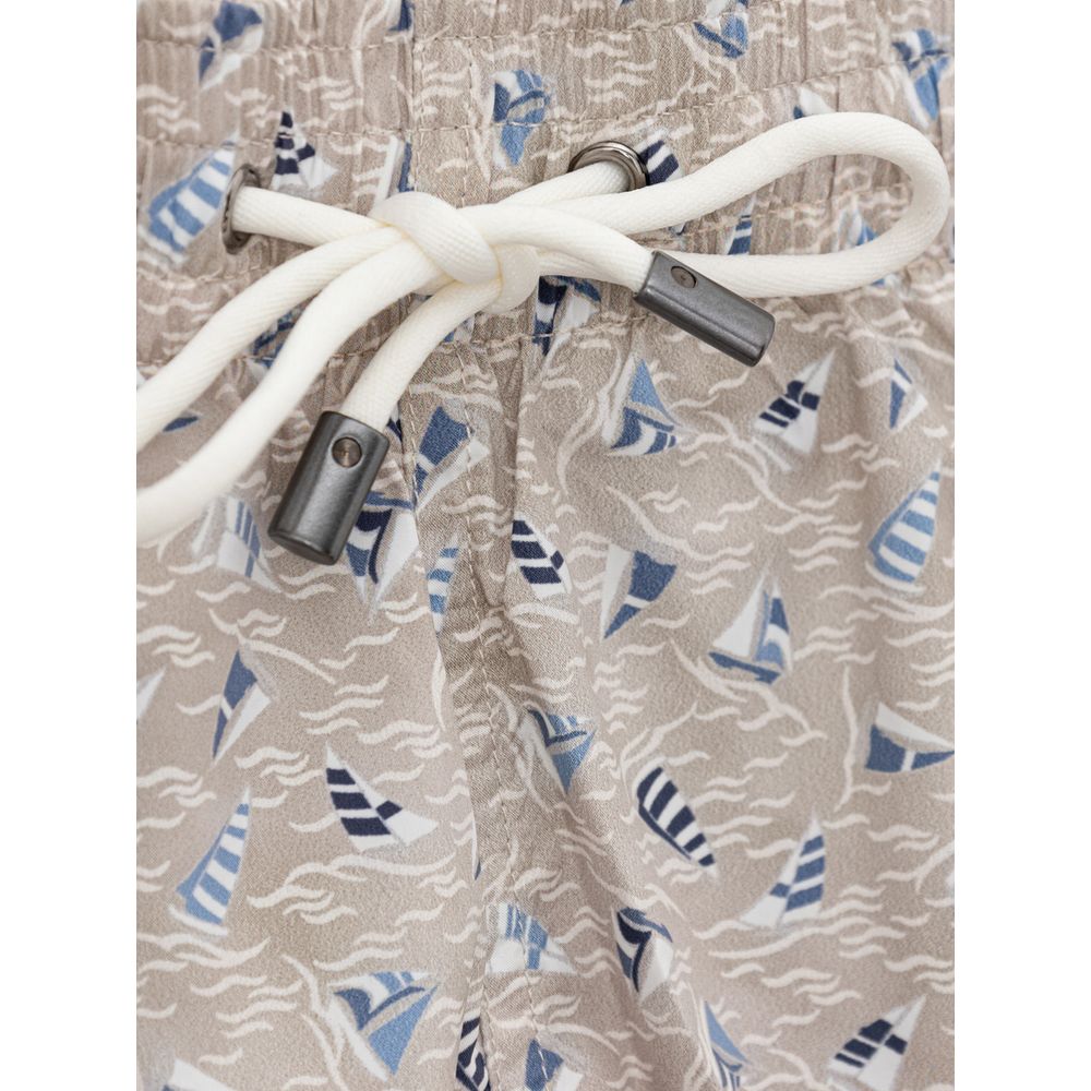 Canali Beigefarbene Polyester-Badeshorts