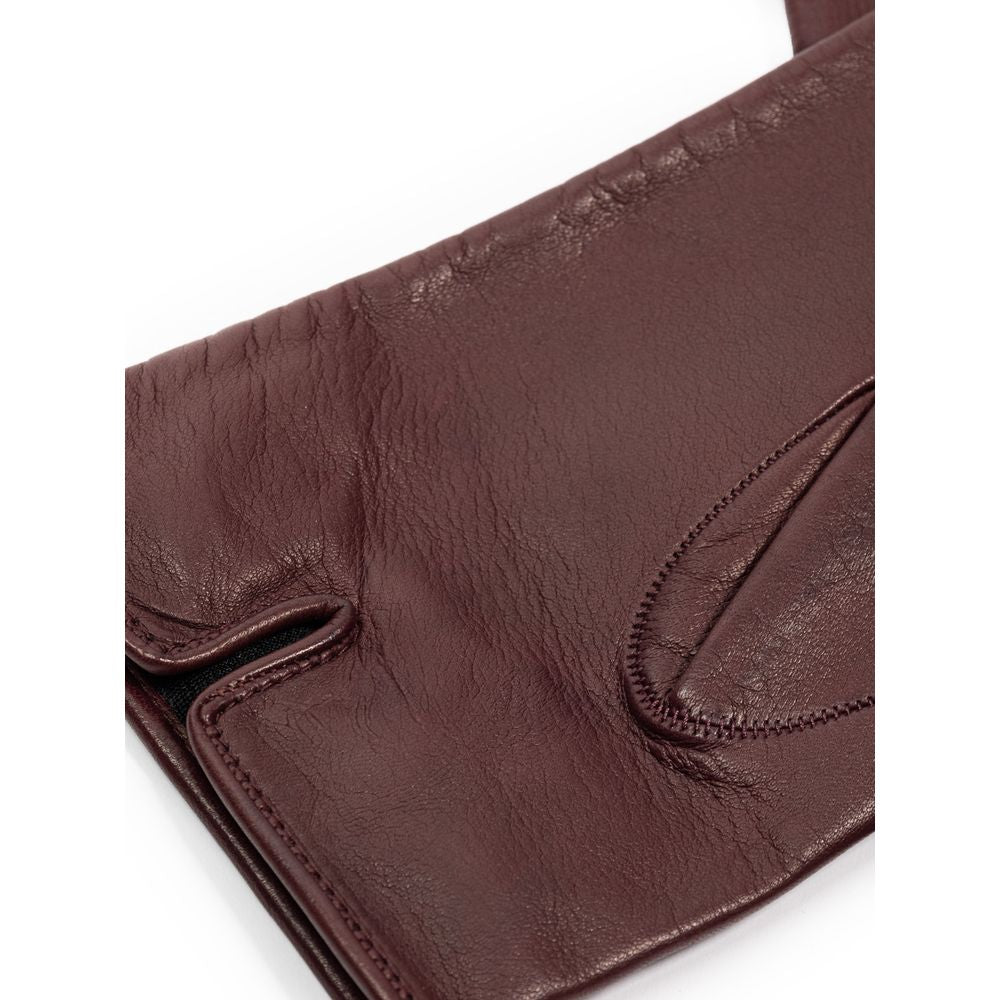 Dolce & Gabbana Burgunderrote Lederhandschuhe