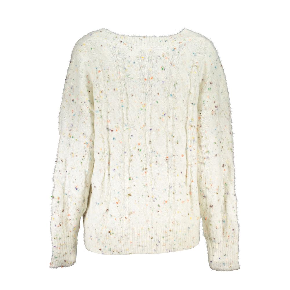 Desigual Schicker Pullover mit Kontrast-V-Ausschnitt und Logo-Detail