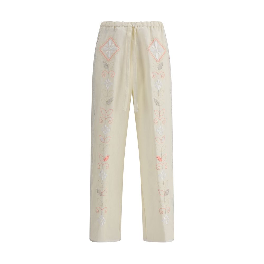 Forte_Forte Bestickte Leinenhosen