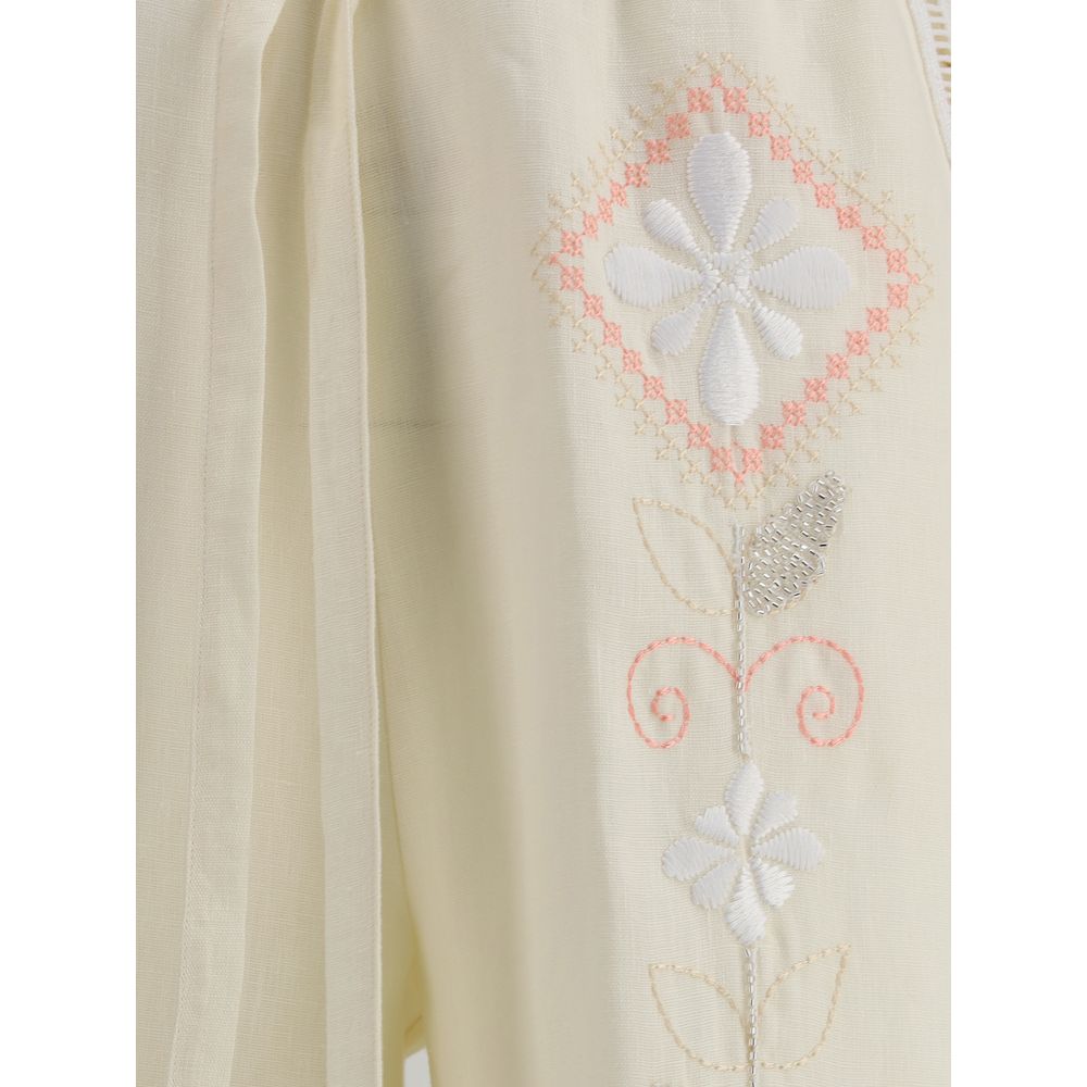 Forte_Forte Bestickte Leinenhosen