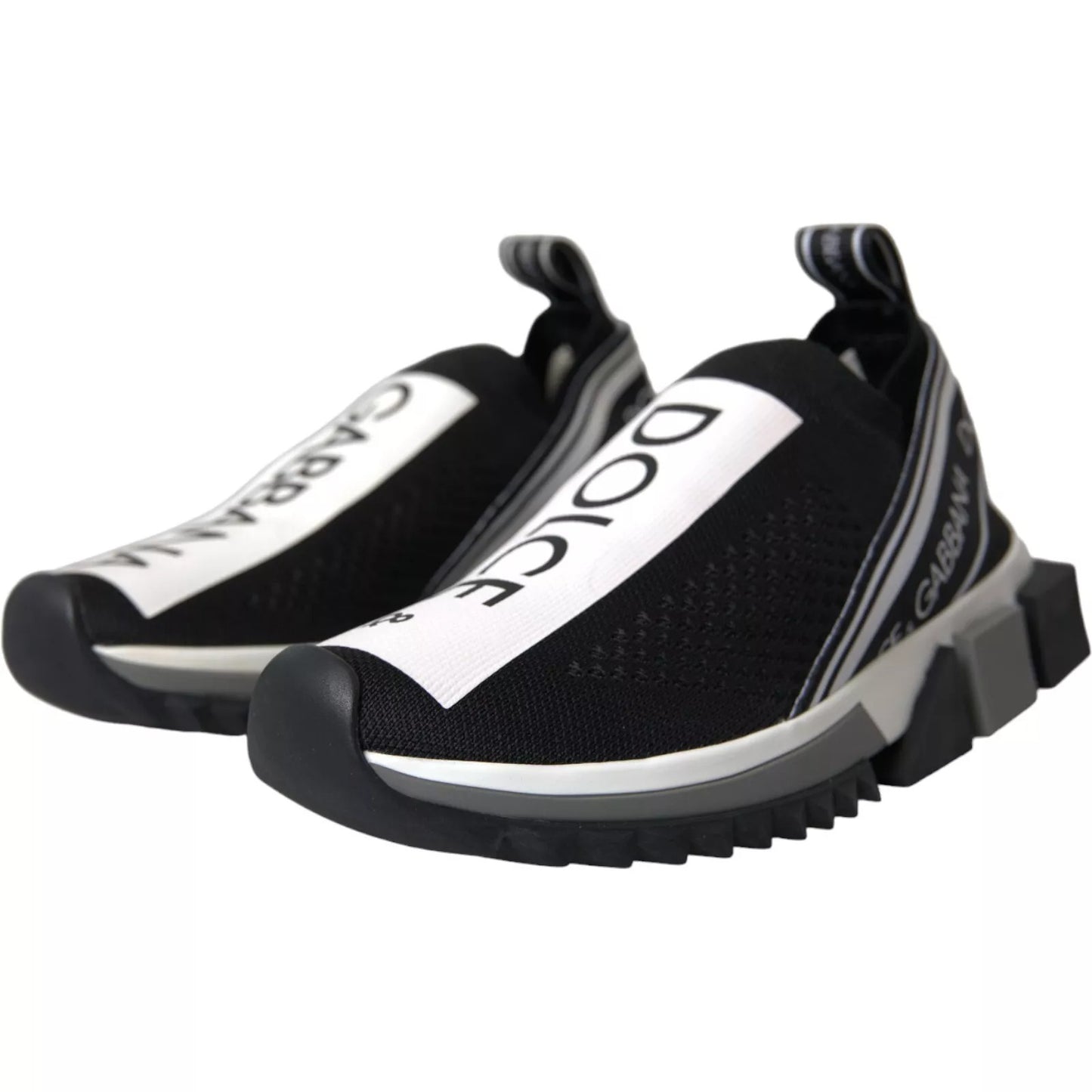 Dolce & Gabbana Schwarz Weiß Slip On Sorrento Sneakers Schuhe