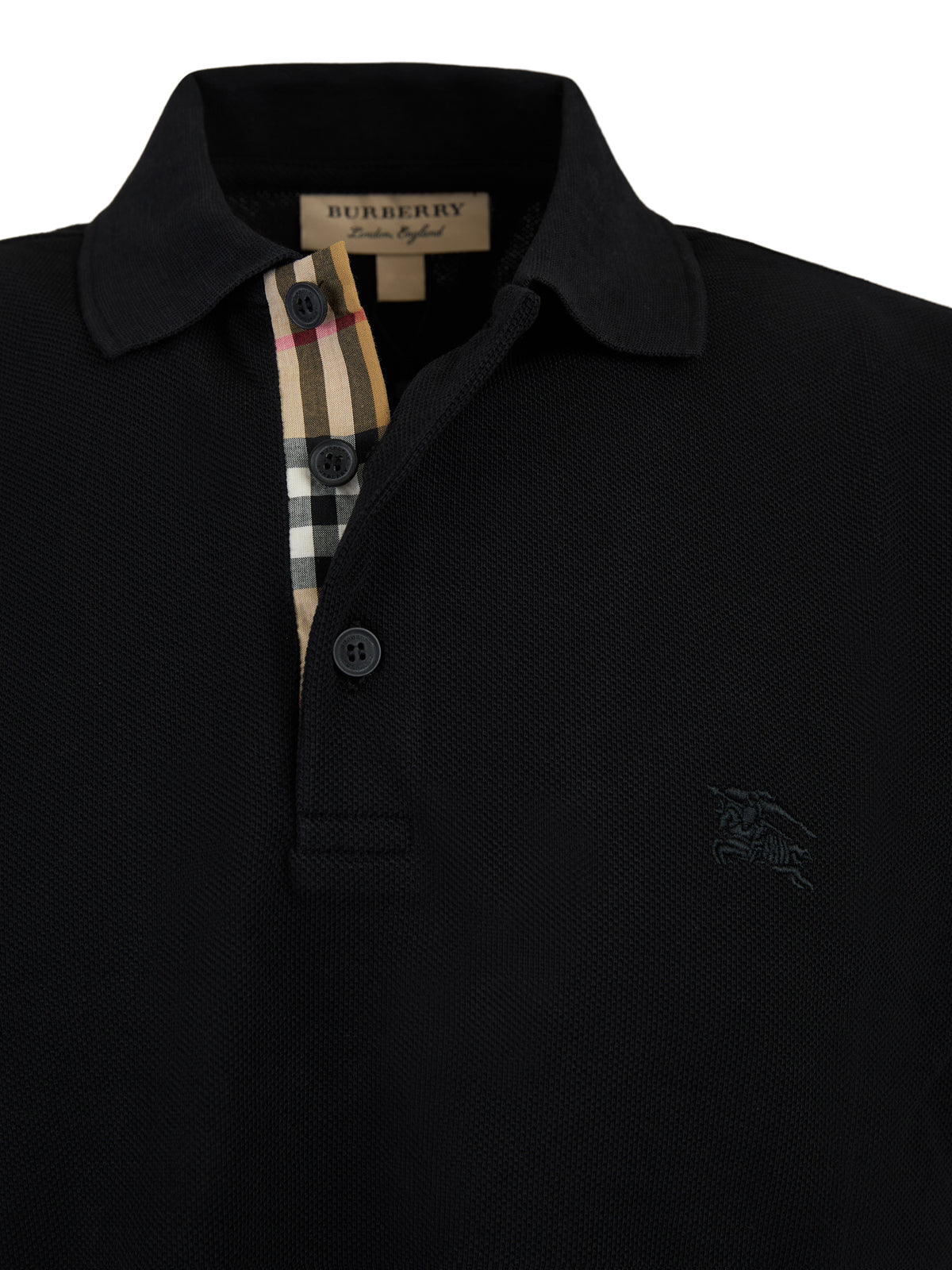 Burberry Schwarzes Polohemd mit Kragen aus Baumwolle